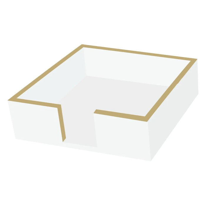 Beverage Napkin Holder Wood White/Gold