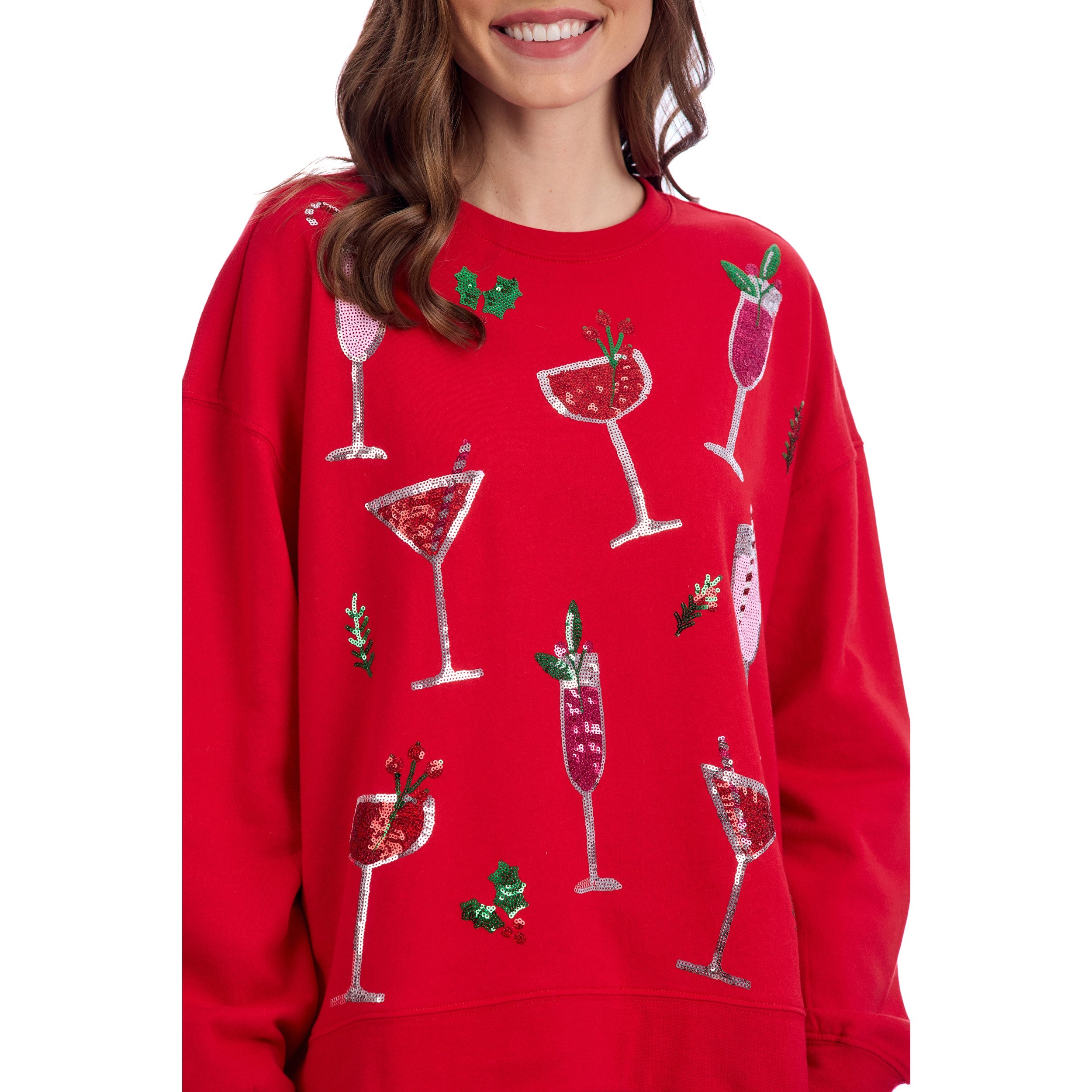 Red Holiday Sparkle Sweatshirt  By Mud Pie