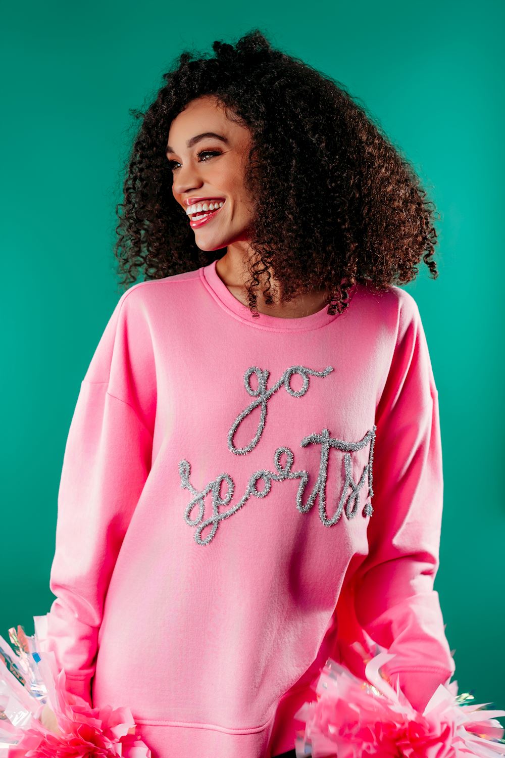 Pink Game Day Sparkle Sweatshirt By Mud Pie
