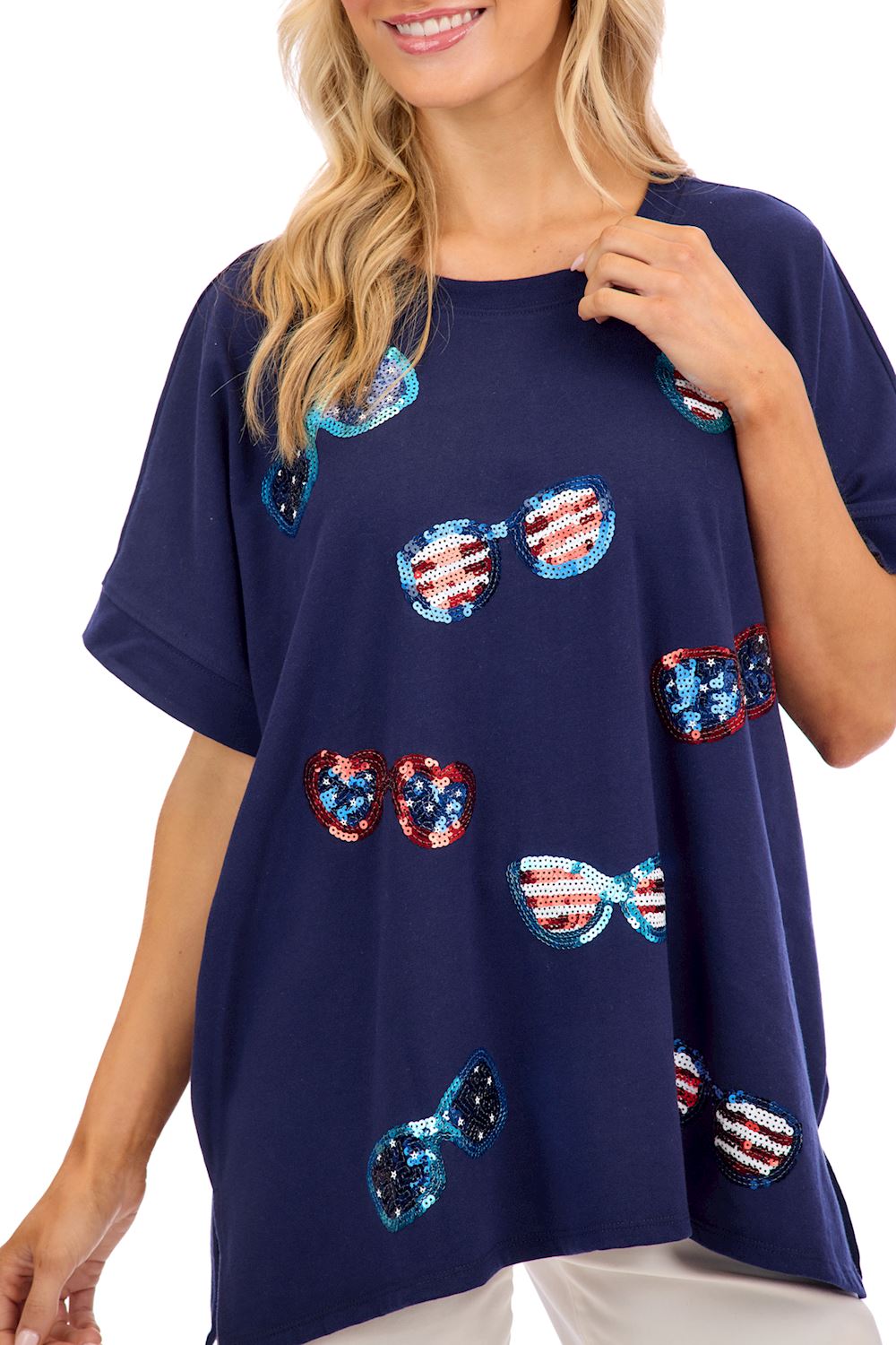 Navy Americana Sparkle Top