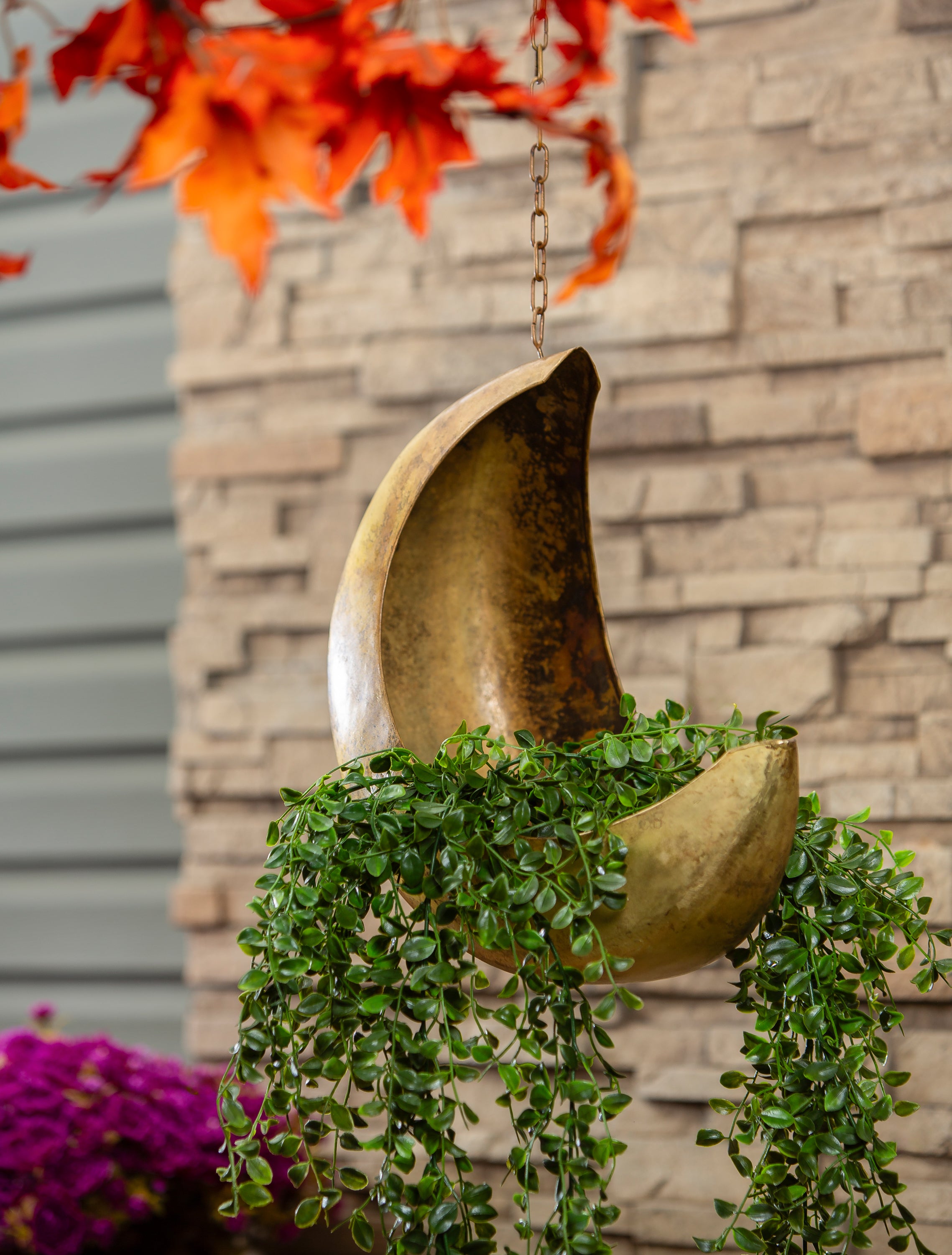 Gold Metal Hanging Moon Planter - A. Dodson's
