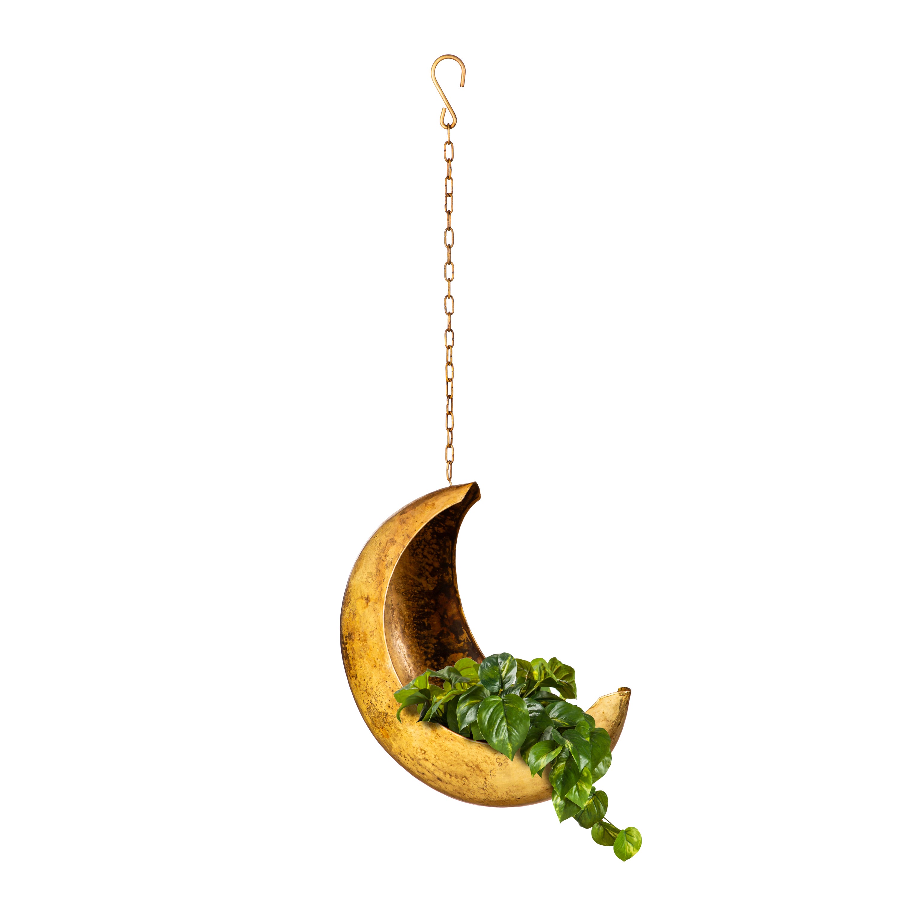 Gold Metal Hanging Moon Planter - A. Dodson's