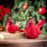 Snowbirds Flocked Cardinal Ceramic Set