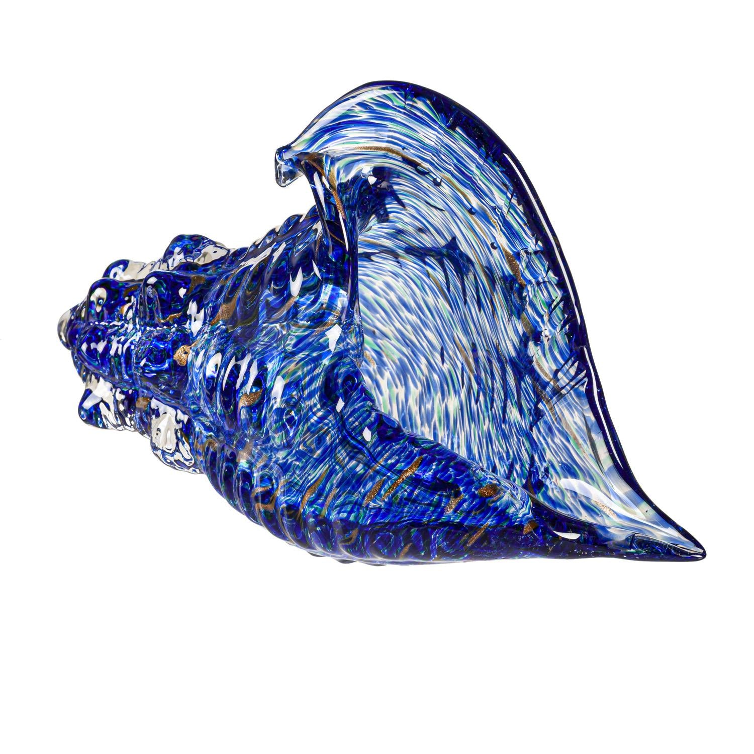 Blue Coastal Glass Conch Shell Table Decor