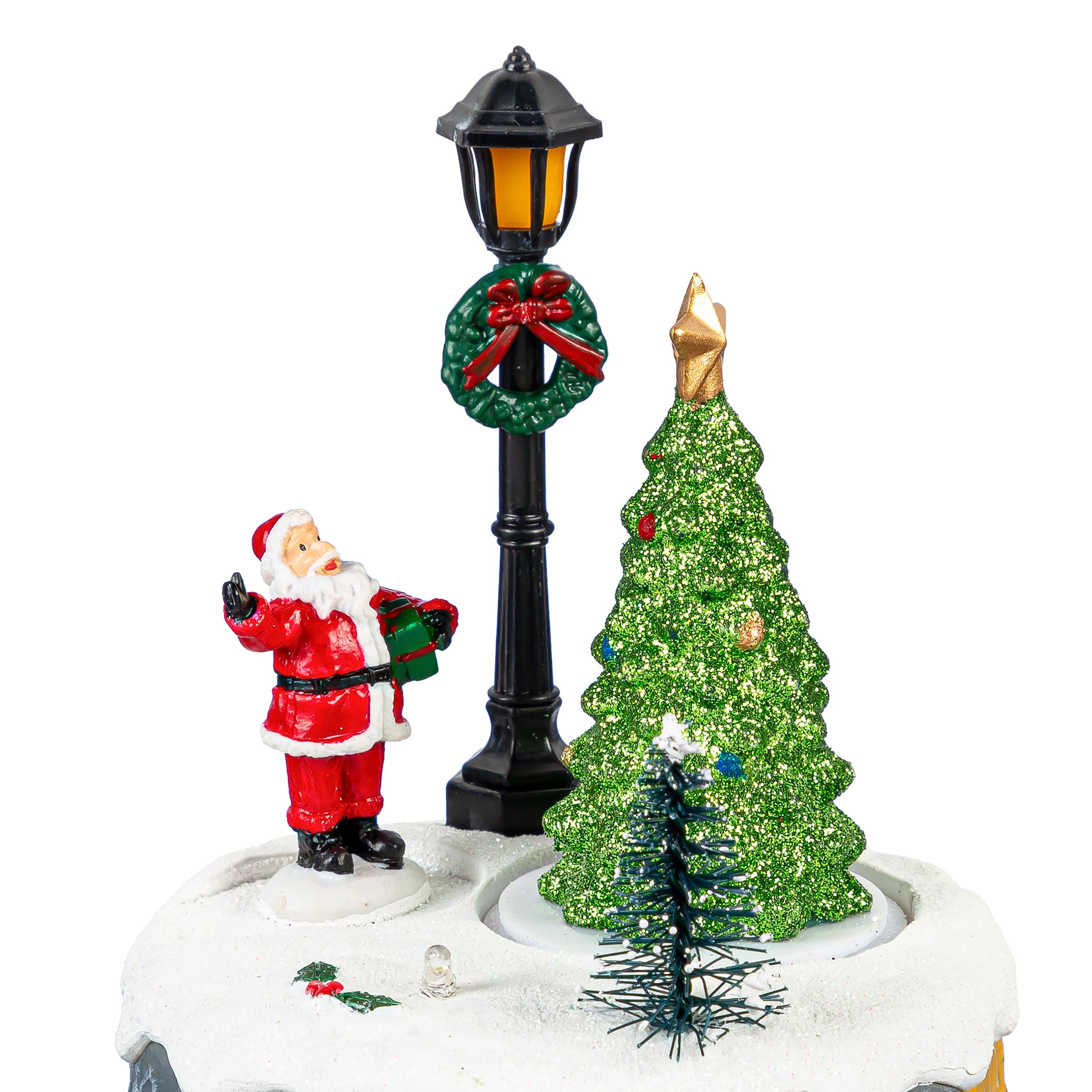 Christmas Scene on Tree Stump with Motion, 5.25"H