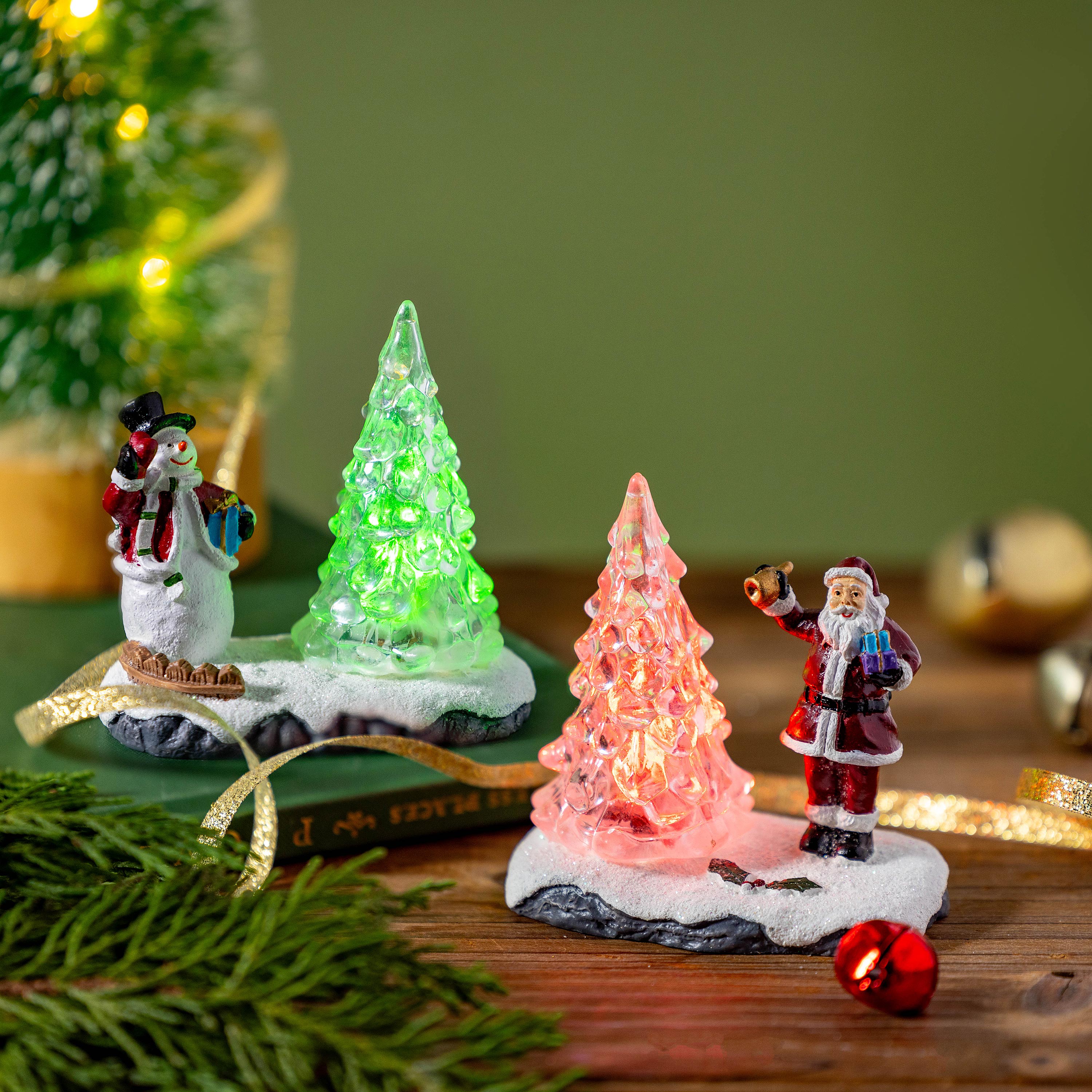 LED Christmas Character with Tree  3.75"H