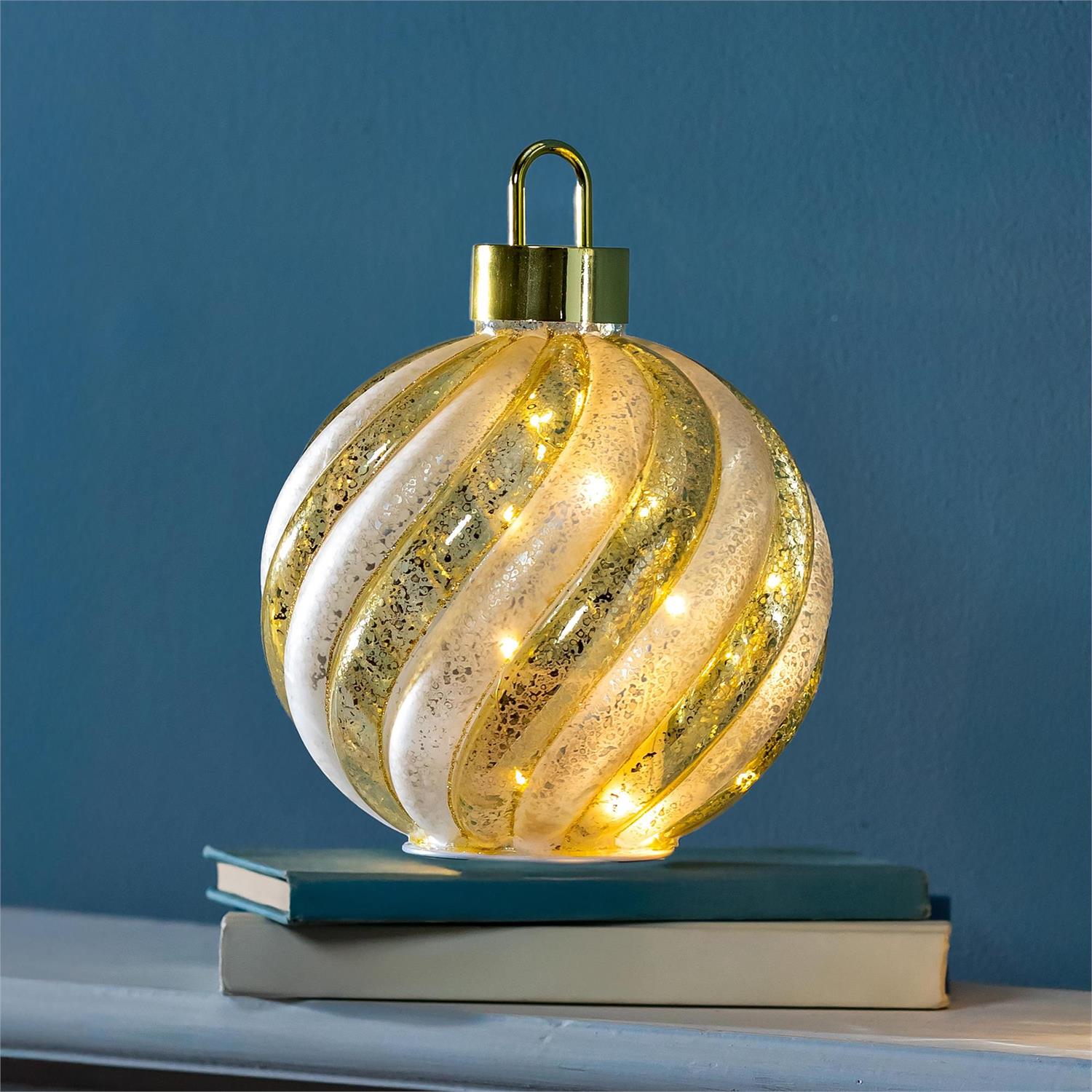 Season to Sparkle LED Rotating Glass Ornament, 10"