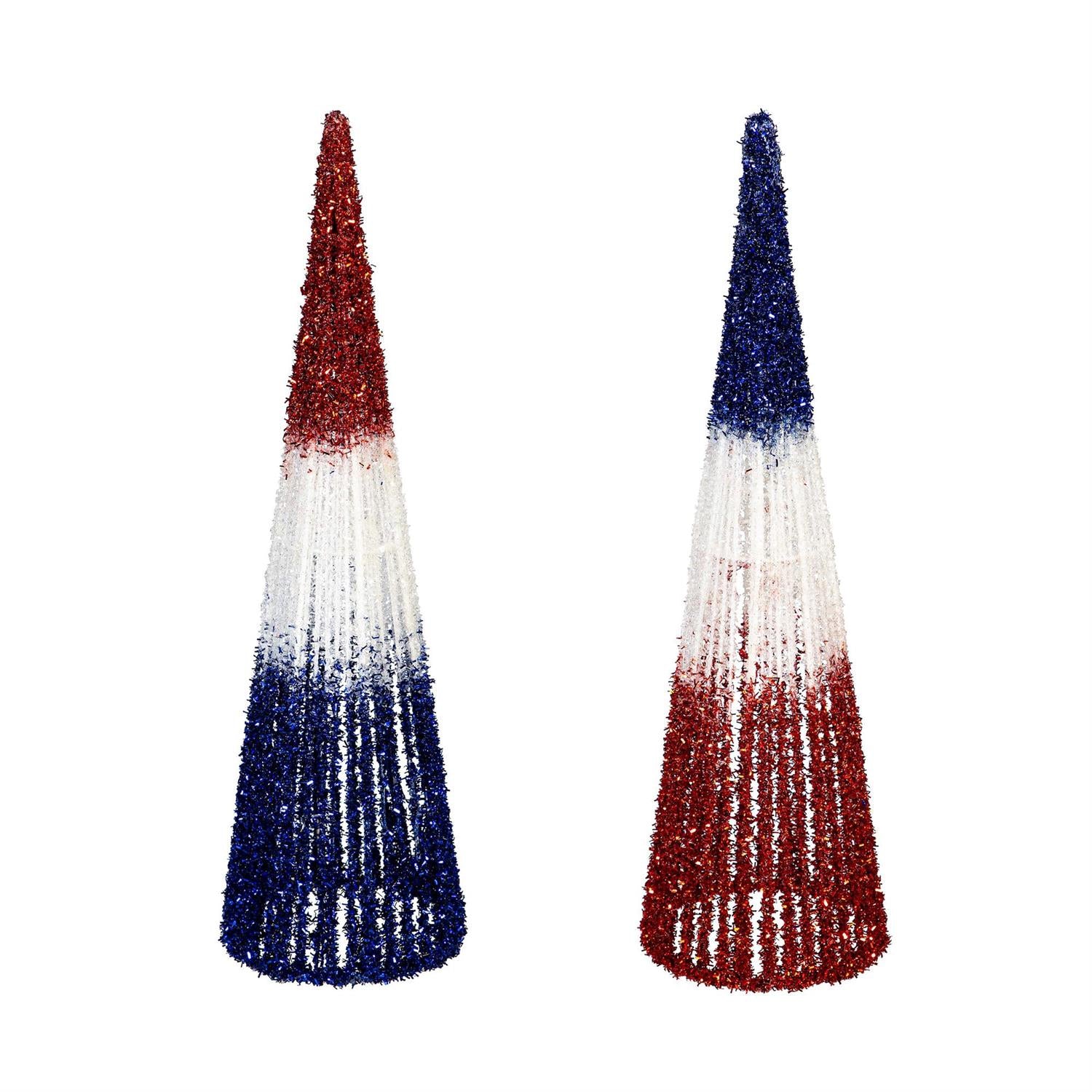 Patriotic Glitter Conical Shaped Metal Table Décor, Asst, 19"H