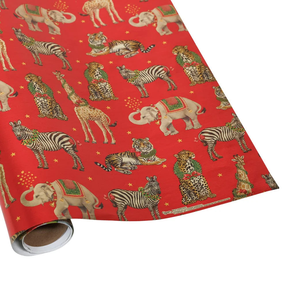 WILD CHRISTMAS RED FOIL EMBOSSED - ROLL WRAP 30 IN