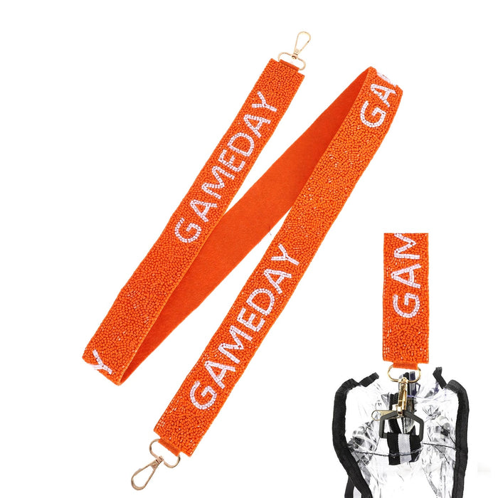 Game Day Seed Beaded Crossbody Shoulder Bag Strap | Orange White