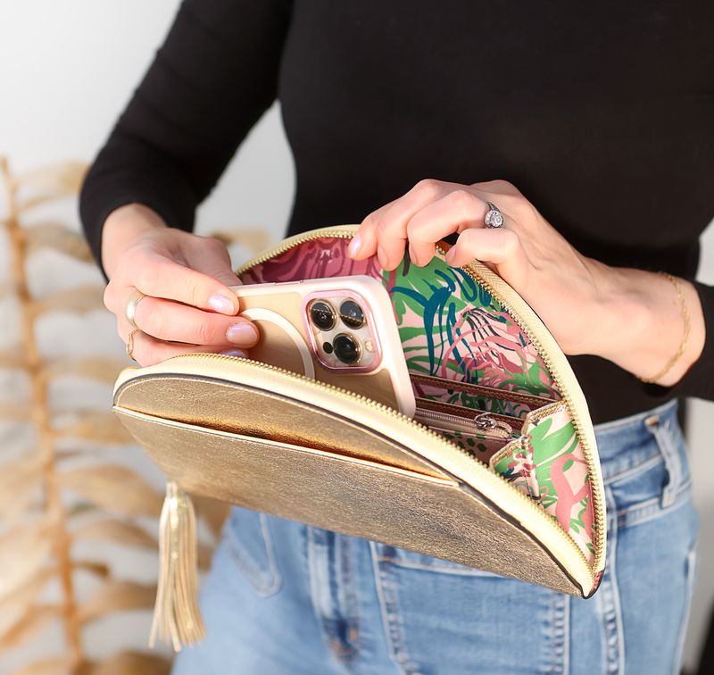 Stay Gold Half Moon Clutch