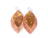 Carved Brown with Blush Fringe Layered Earrings