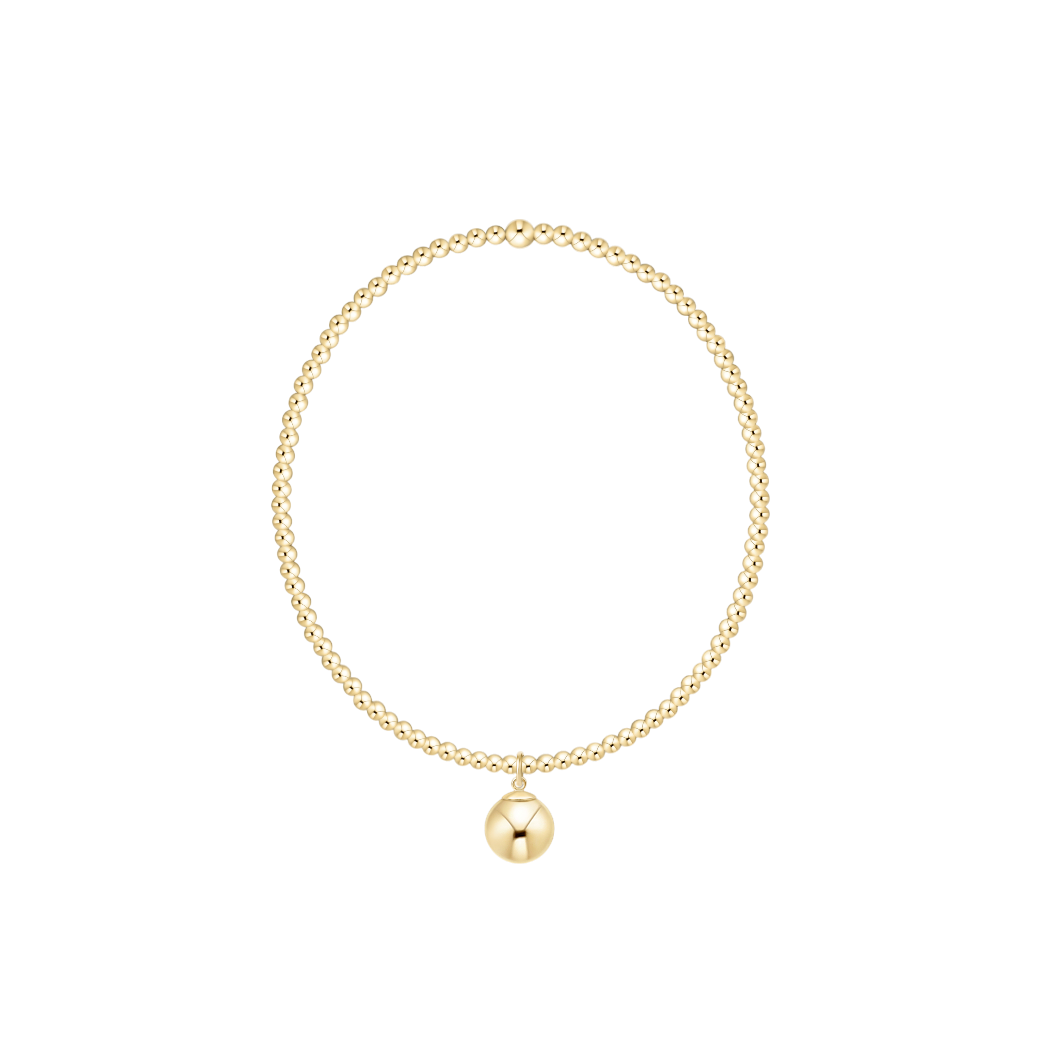 Classic Gold 2mm Bracelet - Classic Gold 8mm Charm