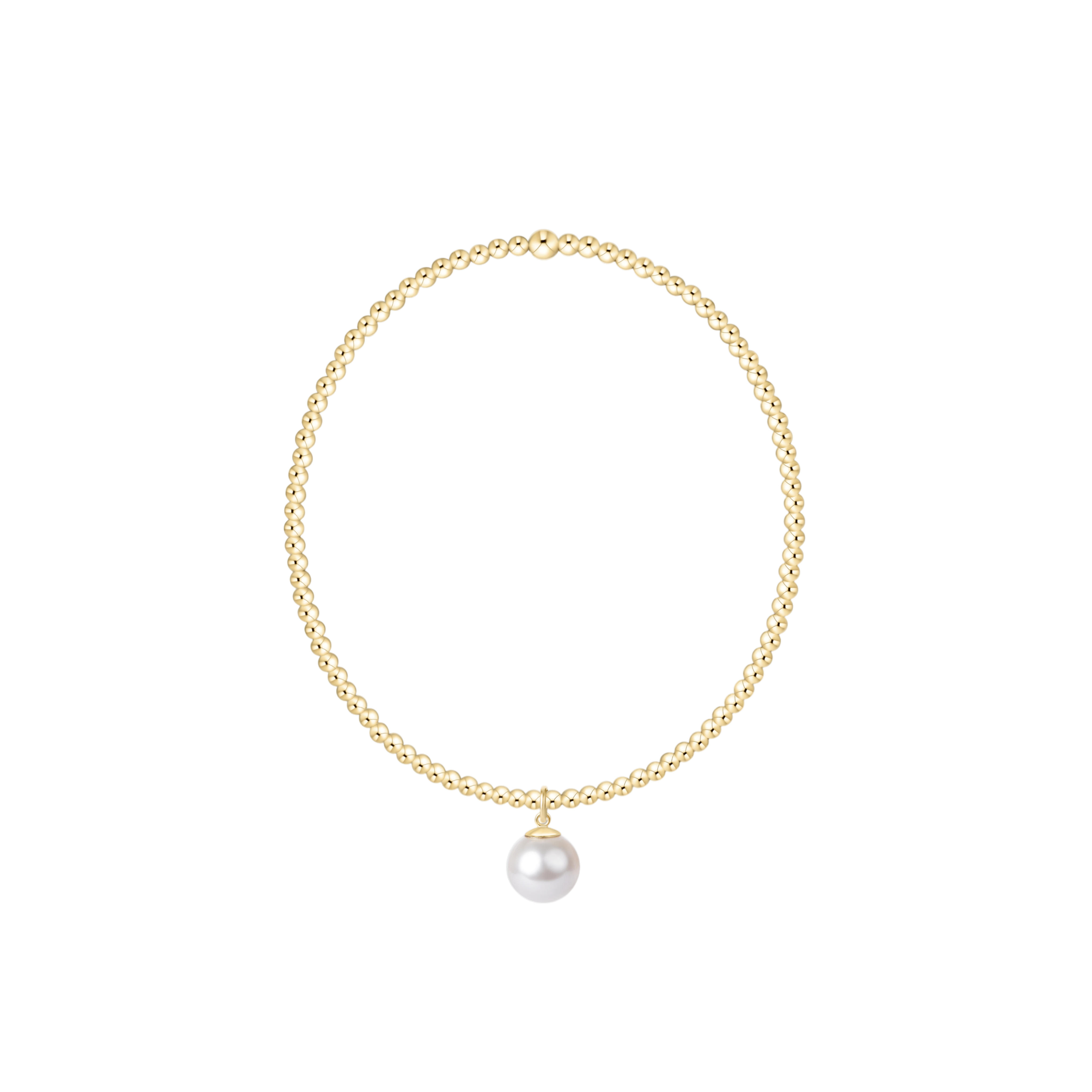 Classic Gold 2mm Bracelet - Classic Pearl 8mm Charm
