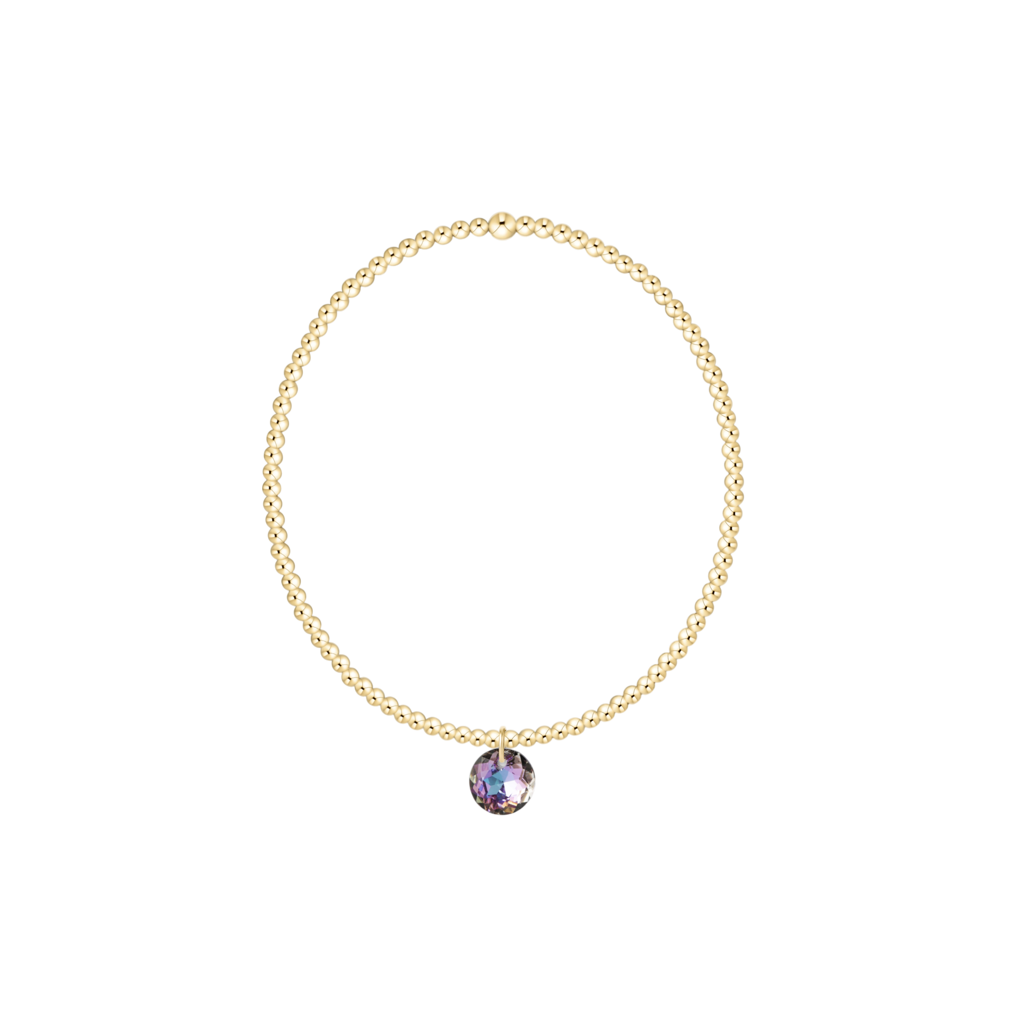 Classic Gold 2mm Bracelet - Reflection Small Charm - 06