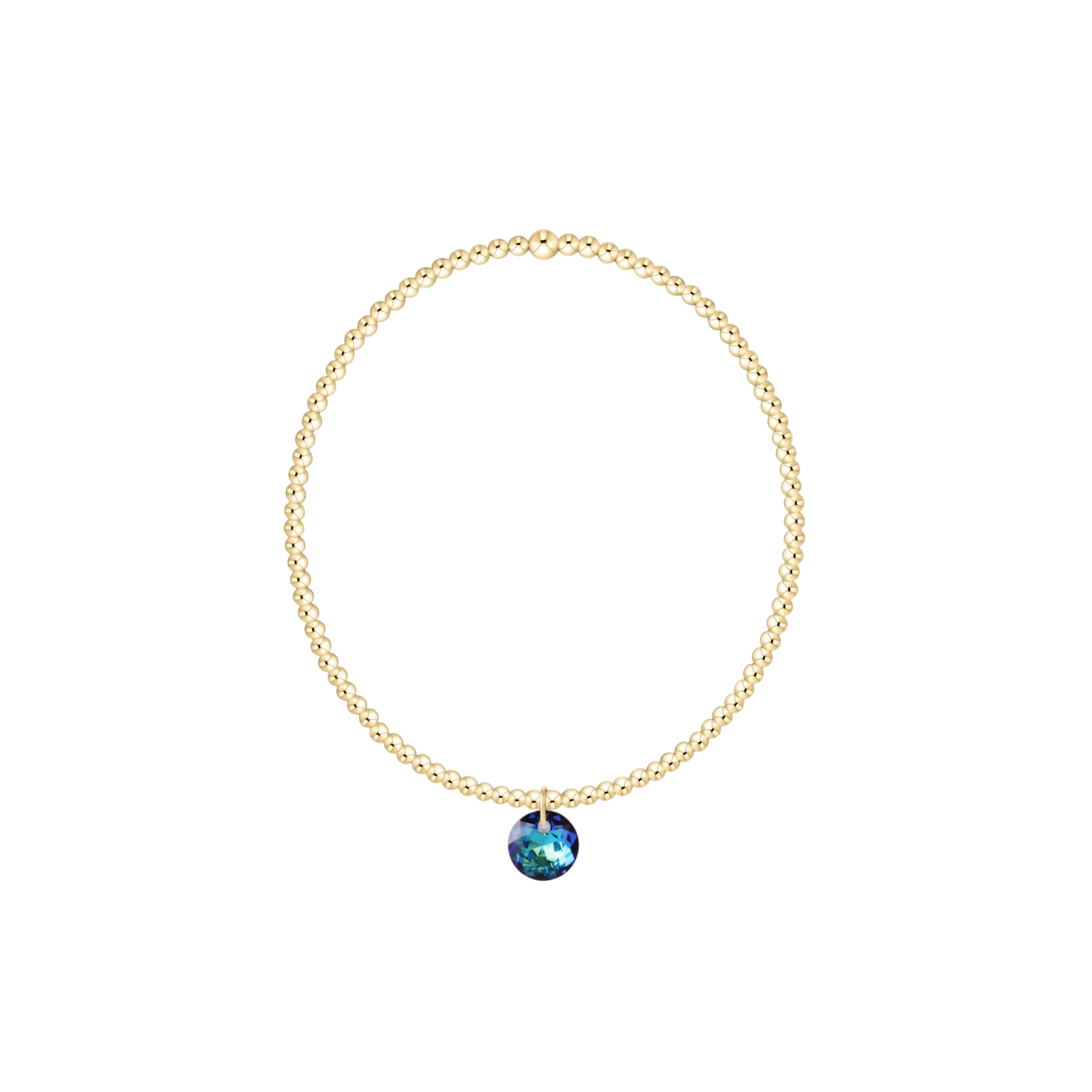 Classic Gold 2mm Bracelet - Reflection Small Charm - 12