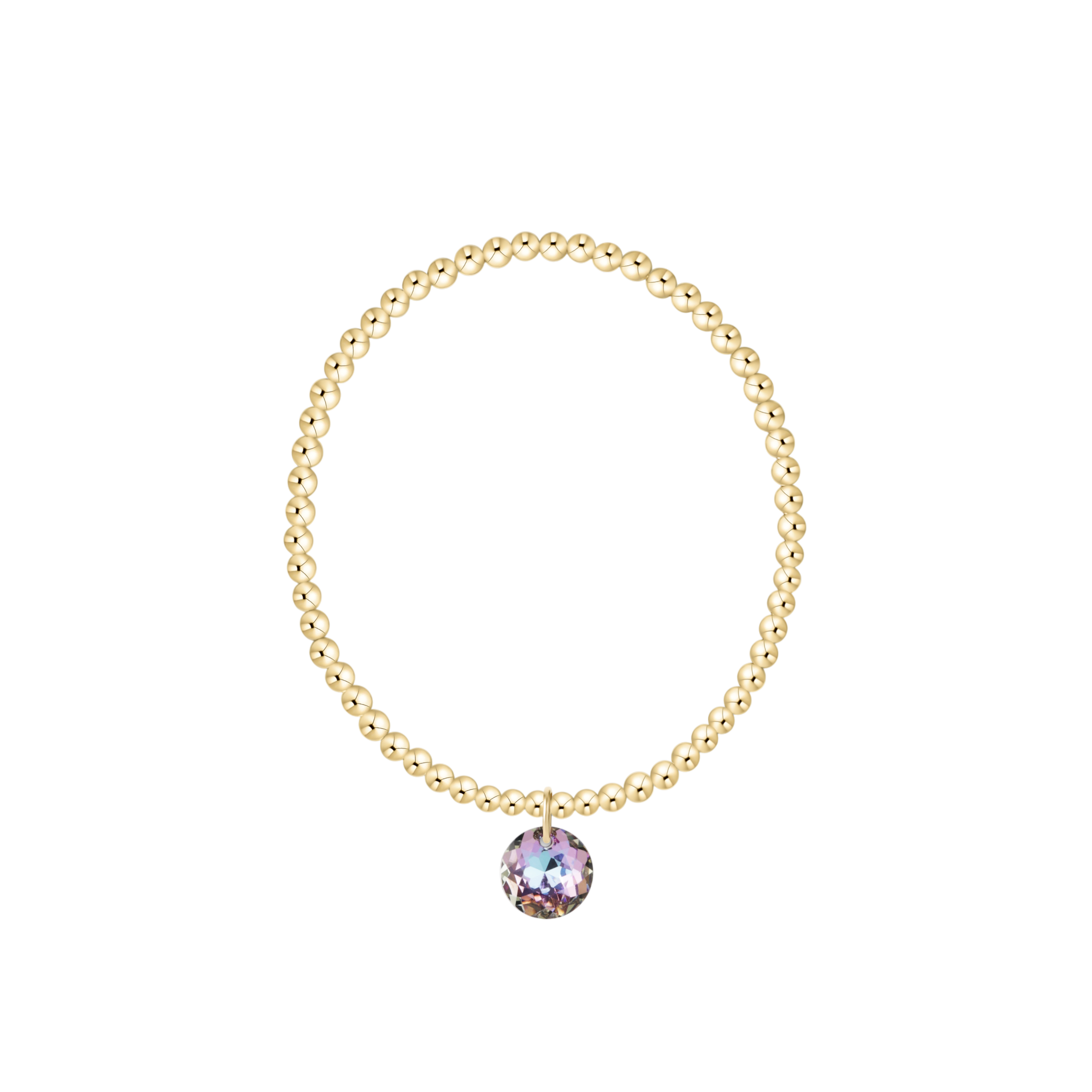 Classic Gold 3mm Bracelet - Reflection Charm - 06