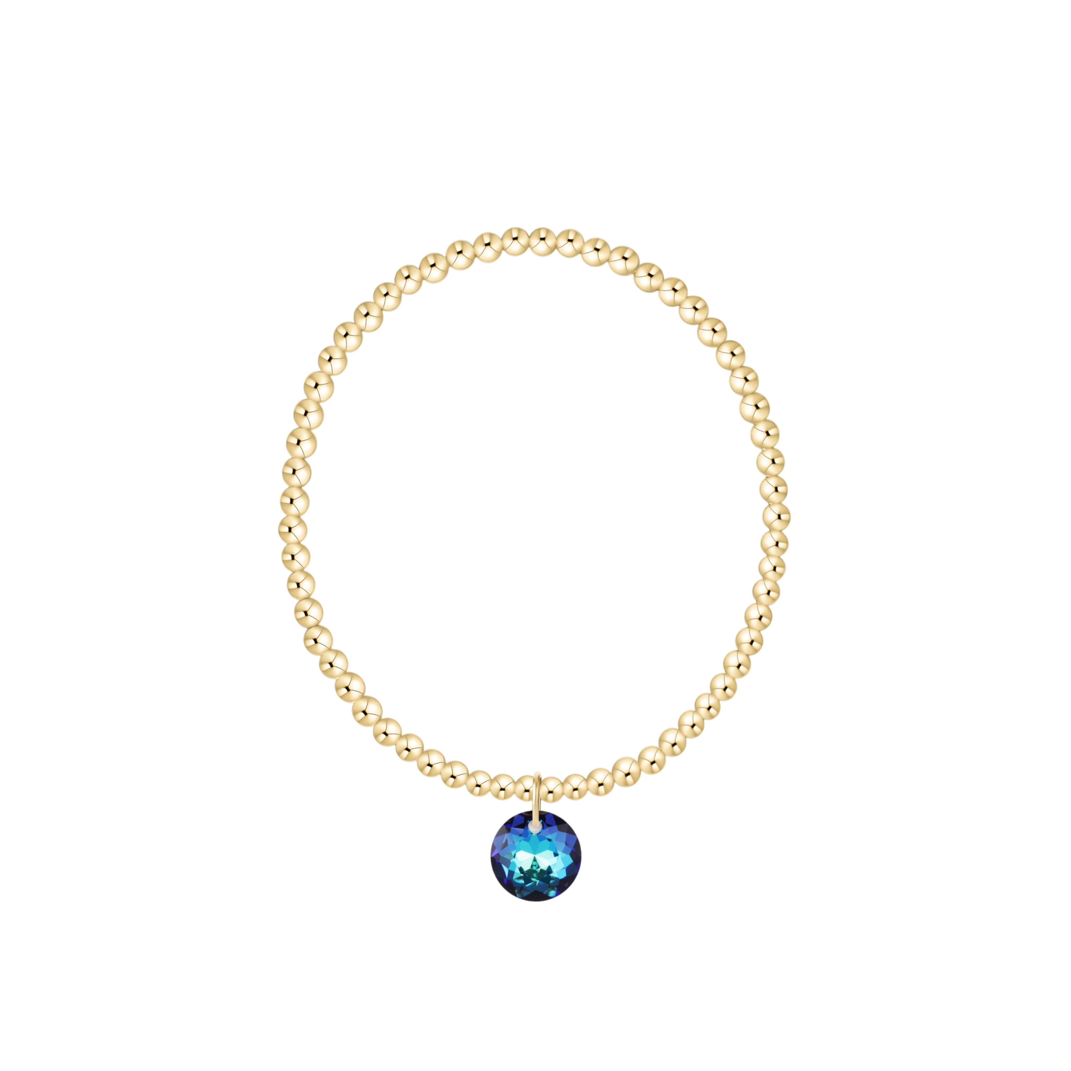 Classic Gold 3mm Bracelet - Reflection Charm - 12