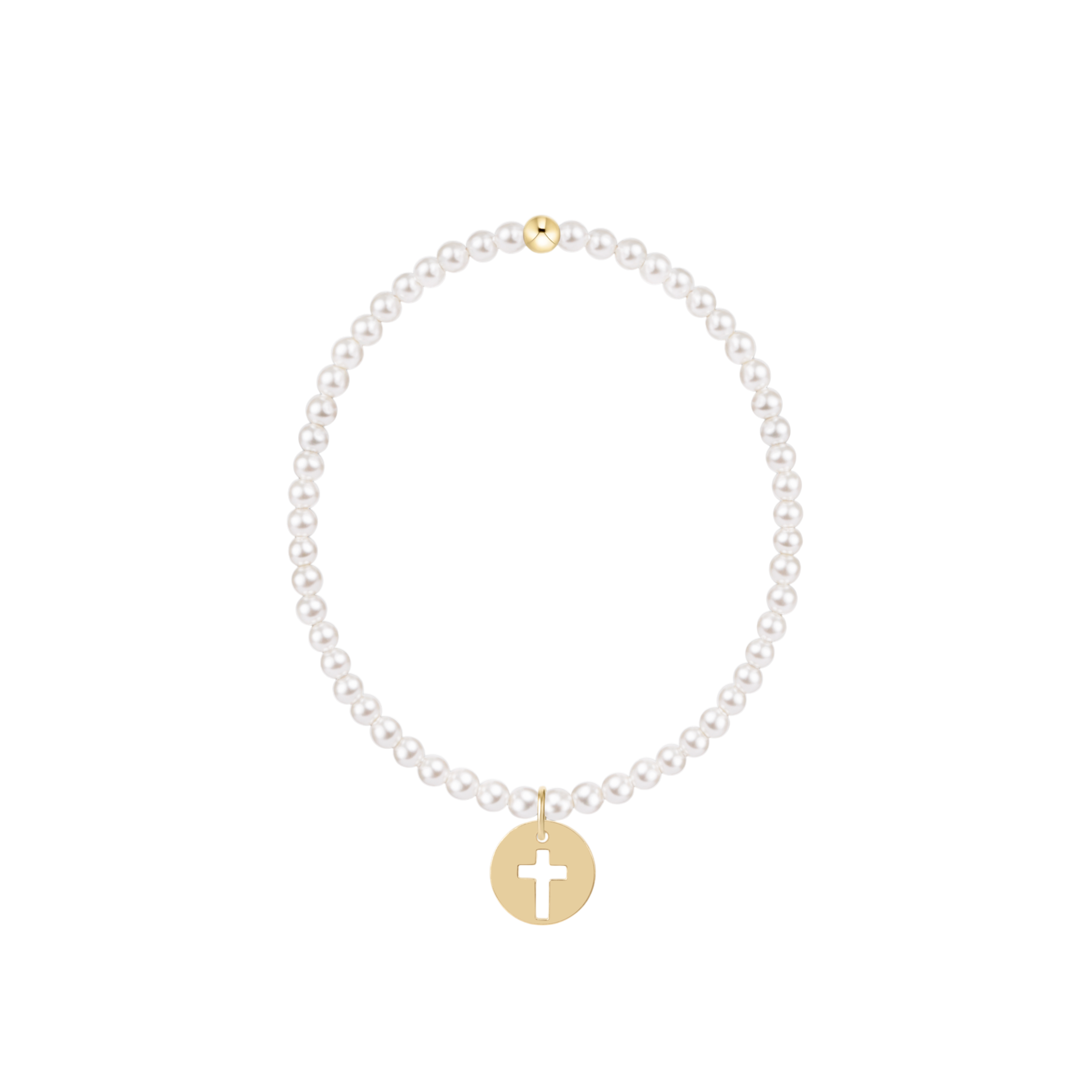 Classic Pearl 3mm Bracelet - Blessed Gold Disc