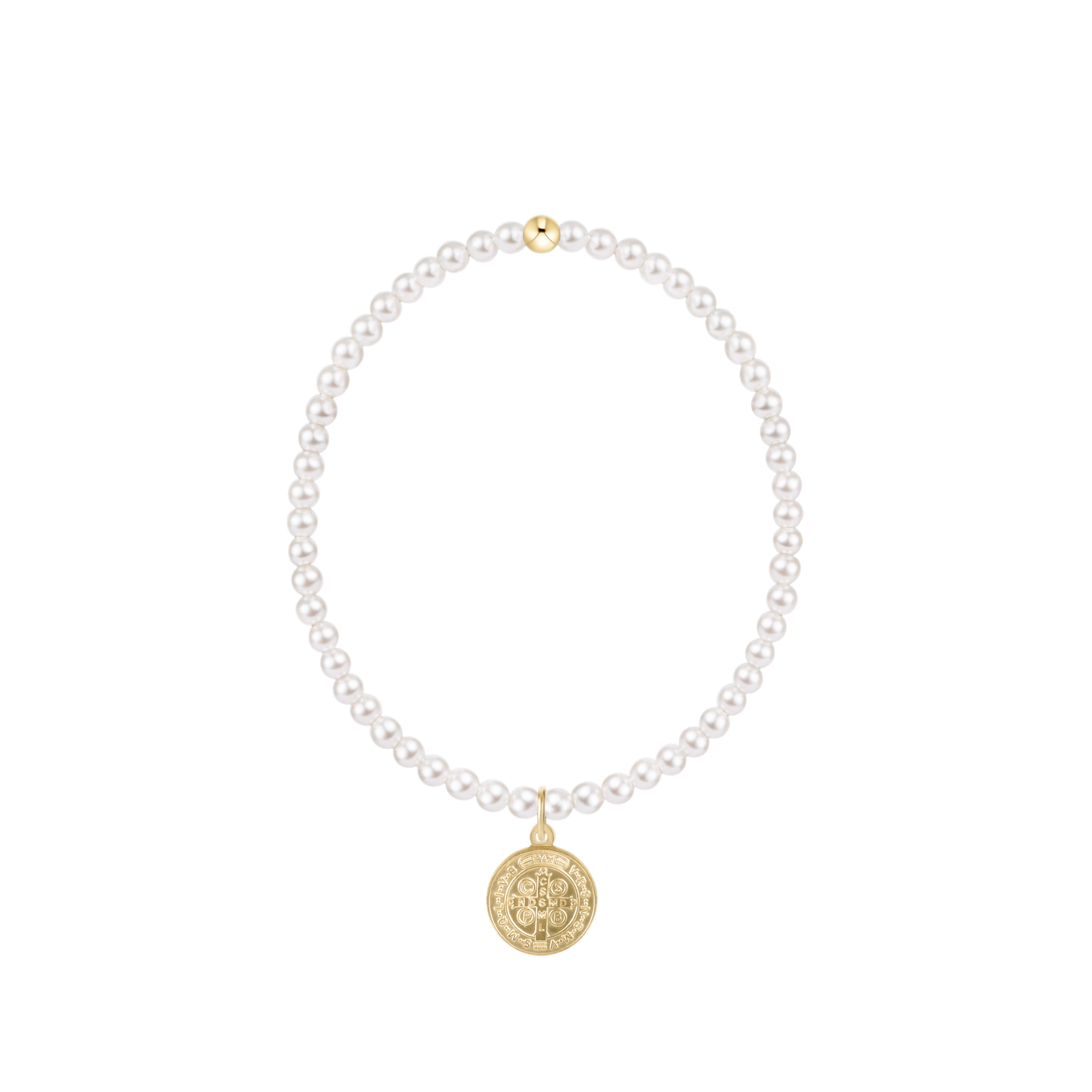 Classic Pearl 3mm Bracelet - Blessing Gold Disc