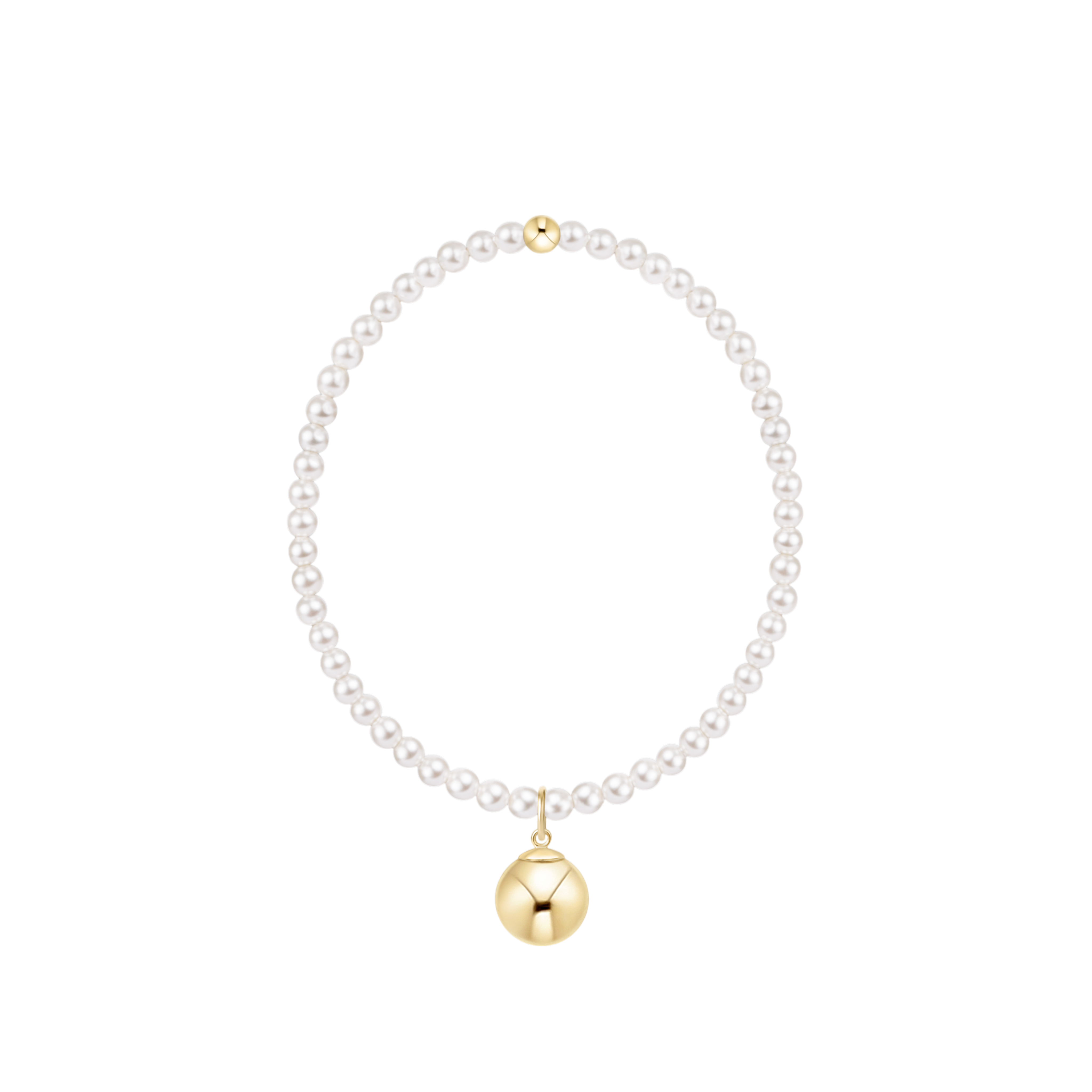 Classic Pearl 3mm Bracelet - Classic Gold 10mm Charm