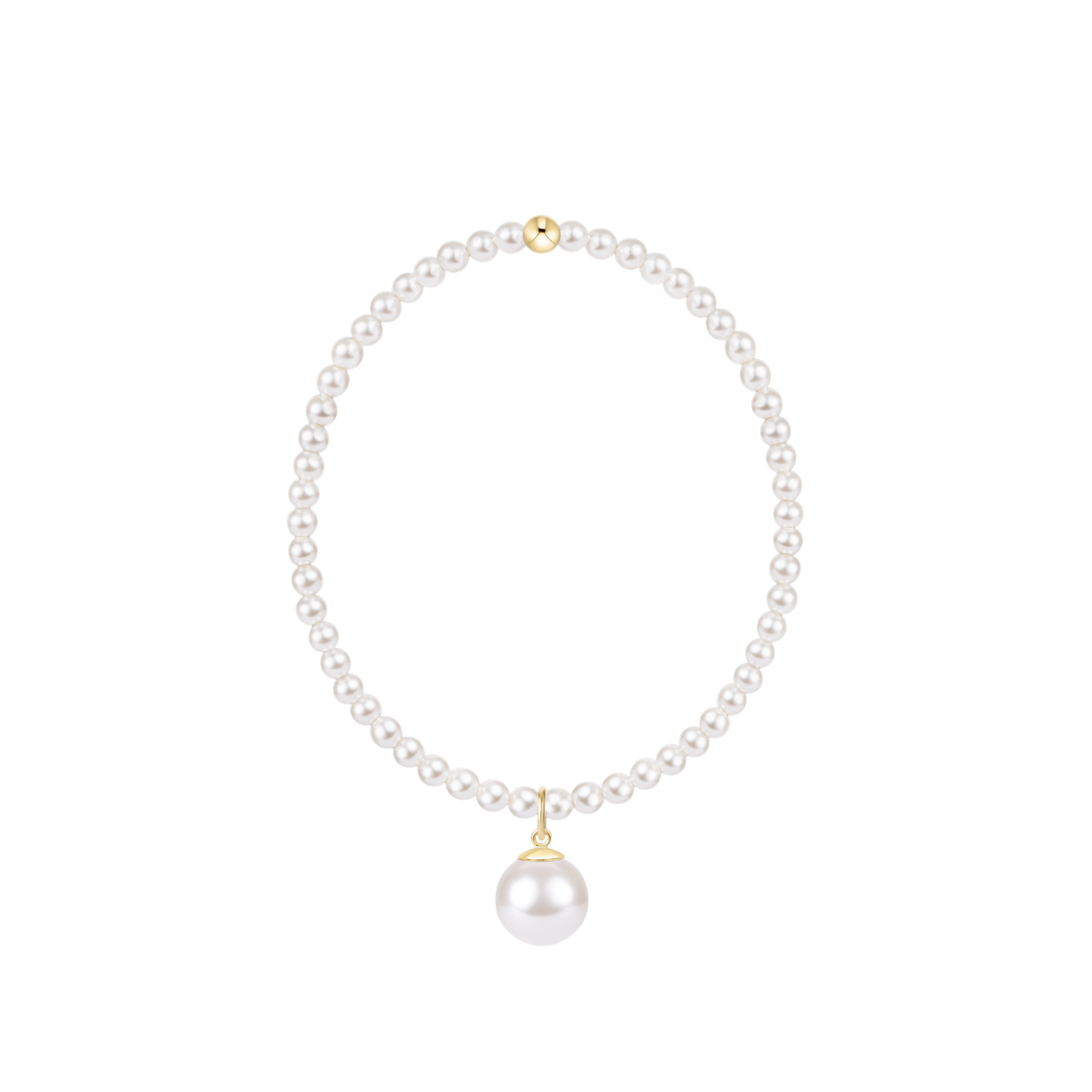 Classic Pearl 3mm Bracelet - Classic Pearl 10mm Charm