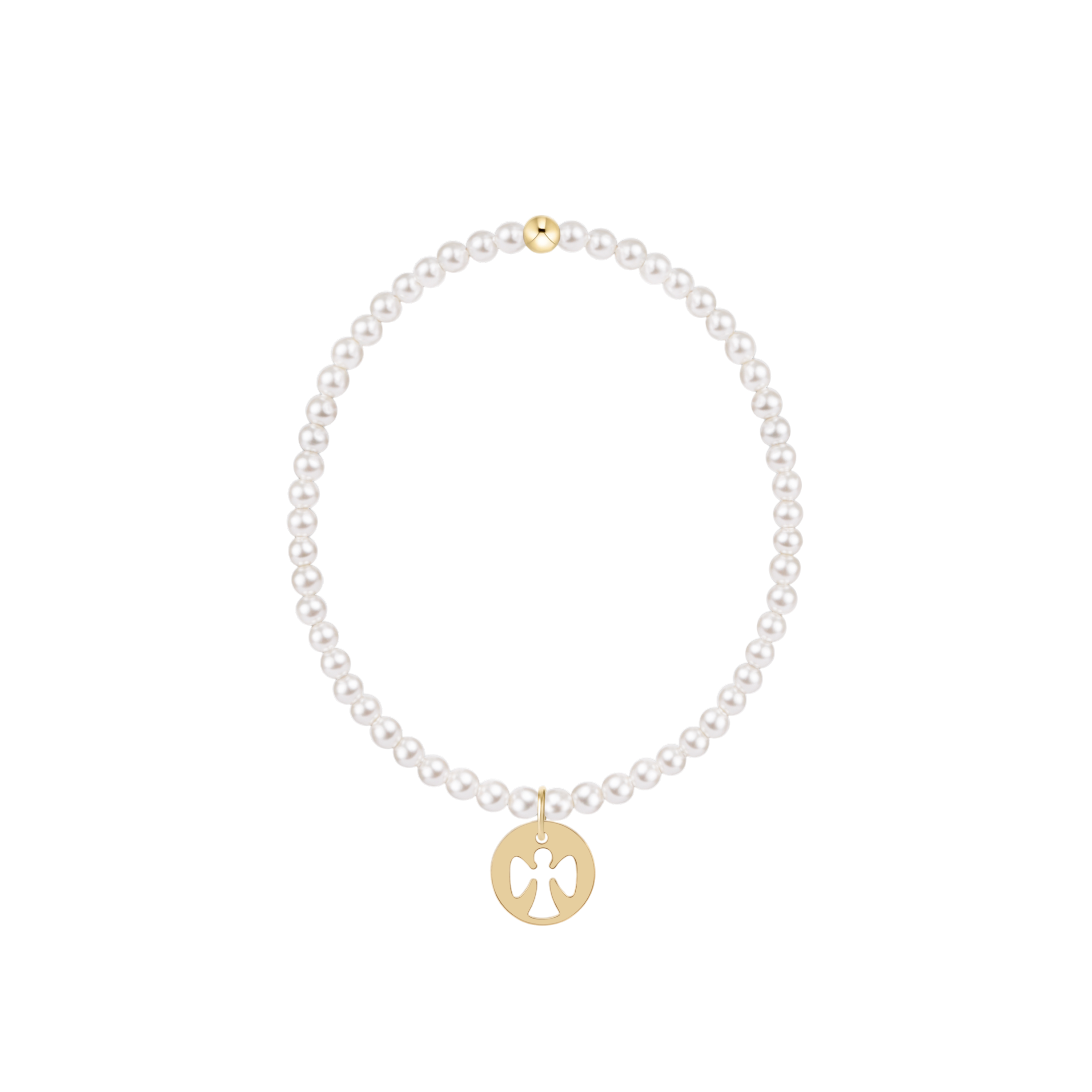 Classic Pearl 3mm Bracelet - Guardian Angel Gold Disc