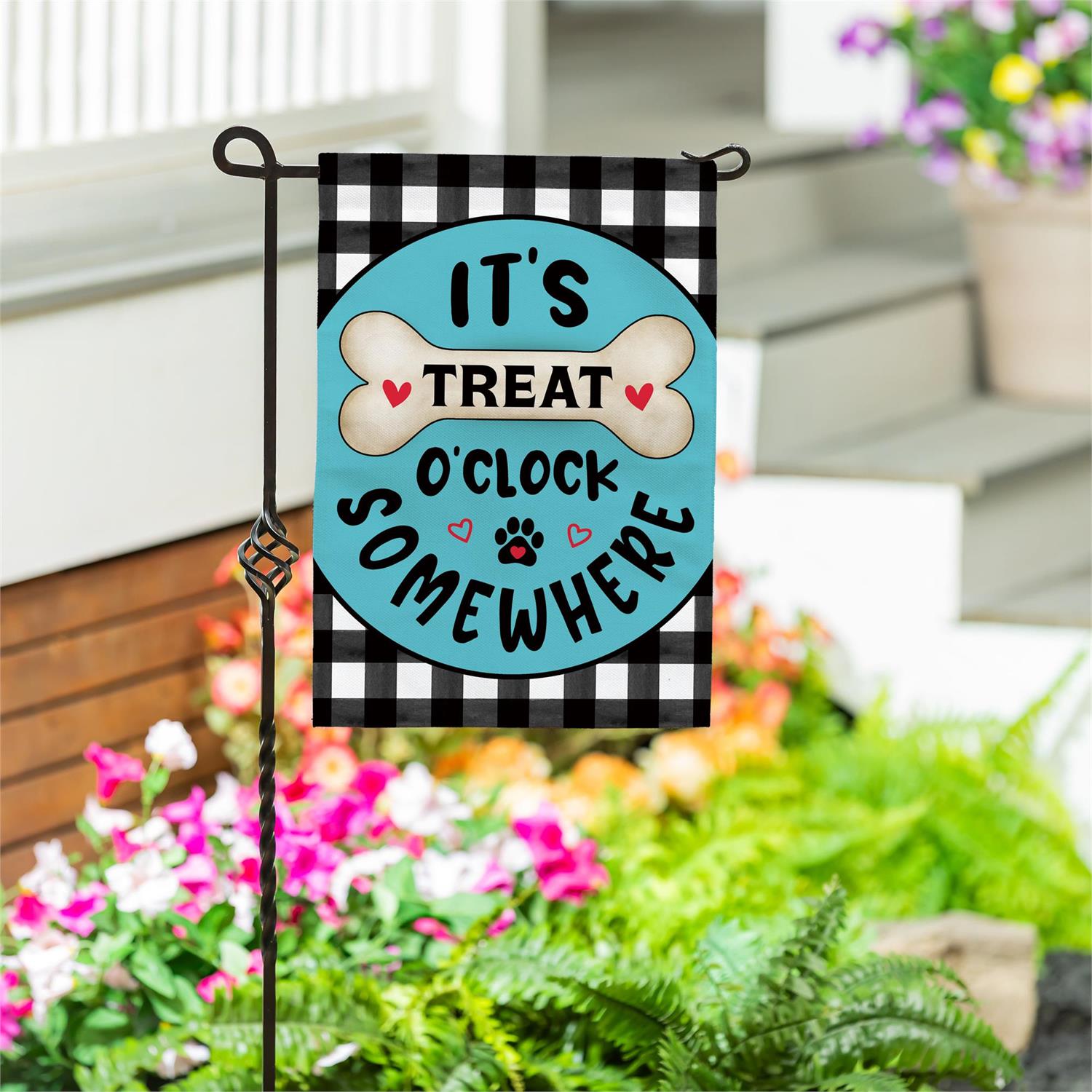 It's Treat O'Clock Burlap Flag, Garden