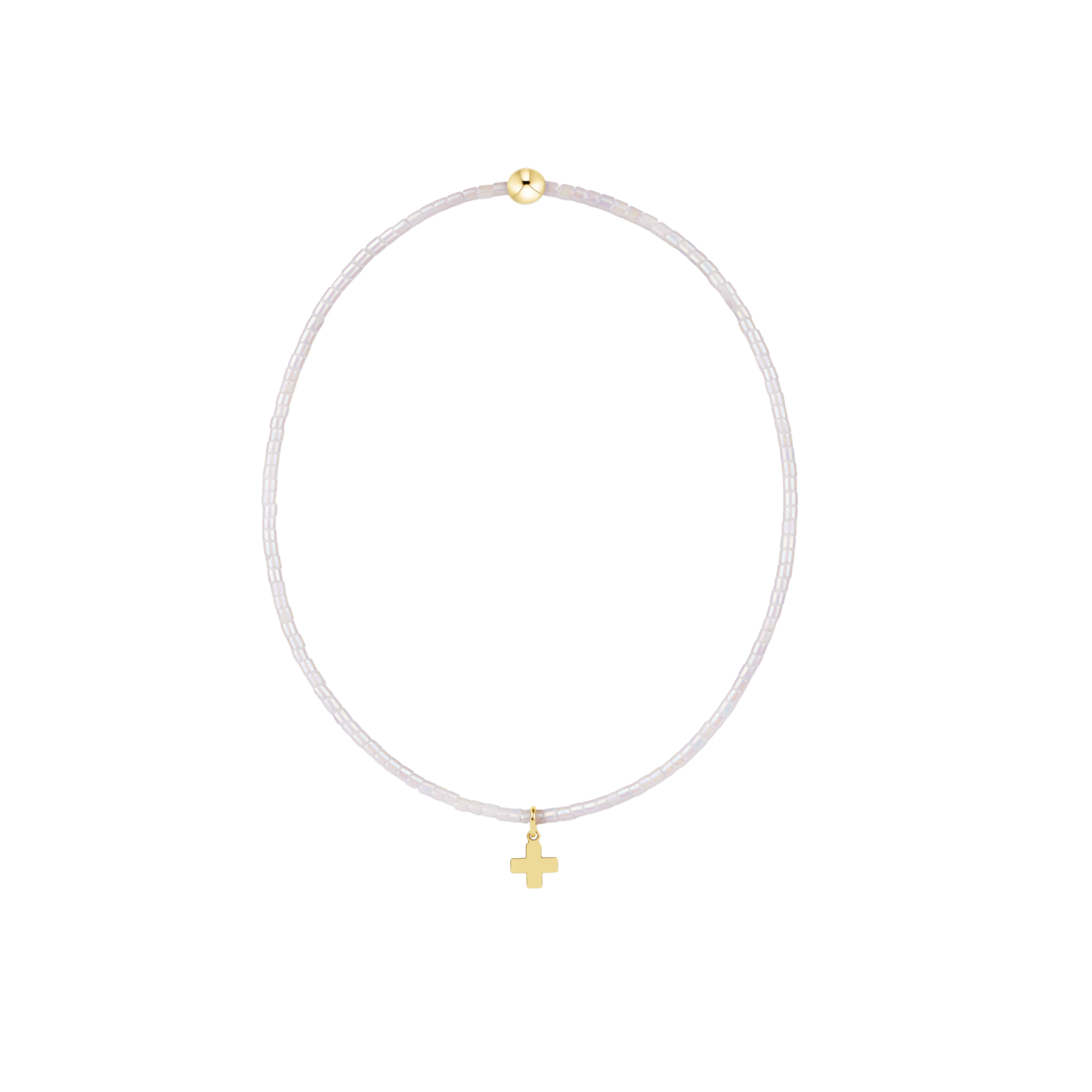 Hope Classic Silky White Bracelet - Signature Cross Small Gold Charm