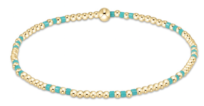 Hope Joy Pattern 2mm Bead Bracelet - Turquoise - by enewton