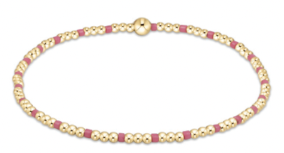 Hope Sincerity Pattern 2mm Bead Bracelet - Bright Pink - by enewton
