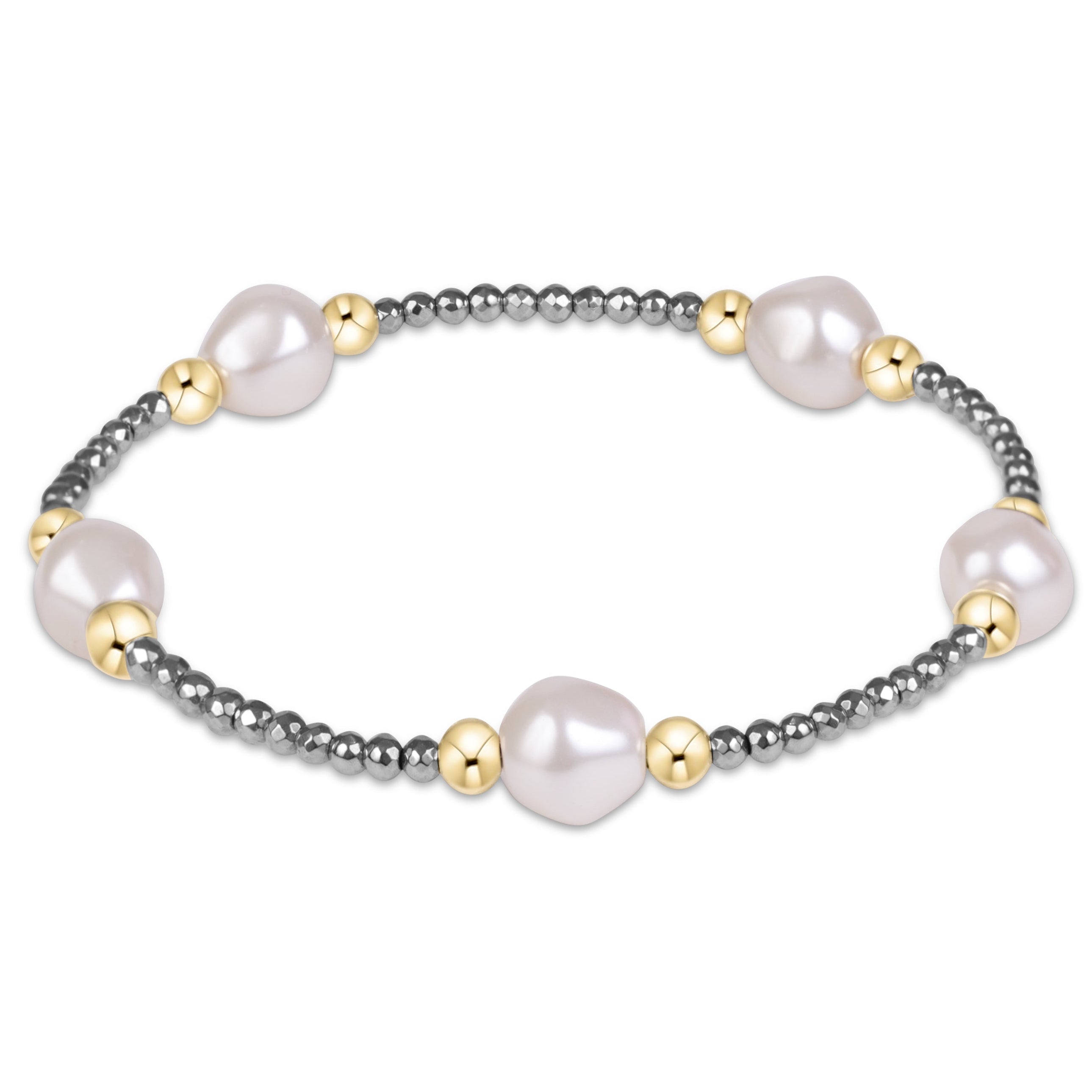 enewton Extends Purpose Admire Pearl 8mm Silver Faceted Hematite Bracelet