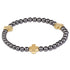 enewton Signature Cross 4mm Pearl Dark Grey Bracelet - Gold