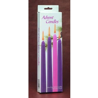 Advent 7/8" dia. Taper Candles - Set of 4 (3 Purple &1 Pink)