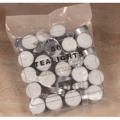 METAL-CUP TEALIGHT CANDLES- BAG/50