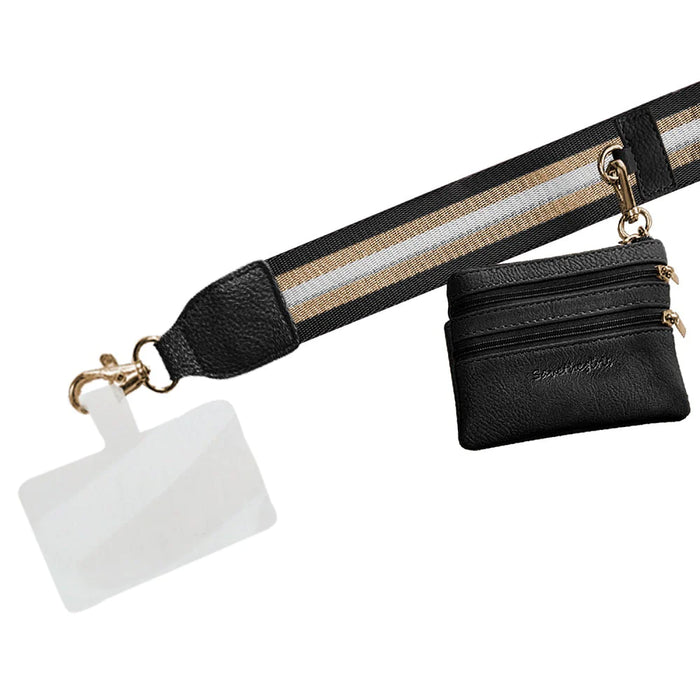 CLIP & GO STRAP WITH POUCH - STRIPE COLLECTION - BLACK