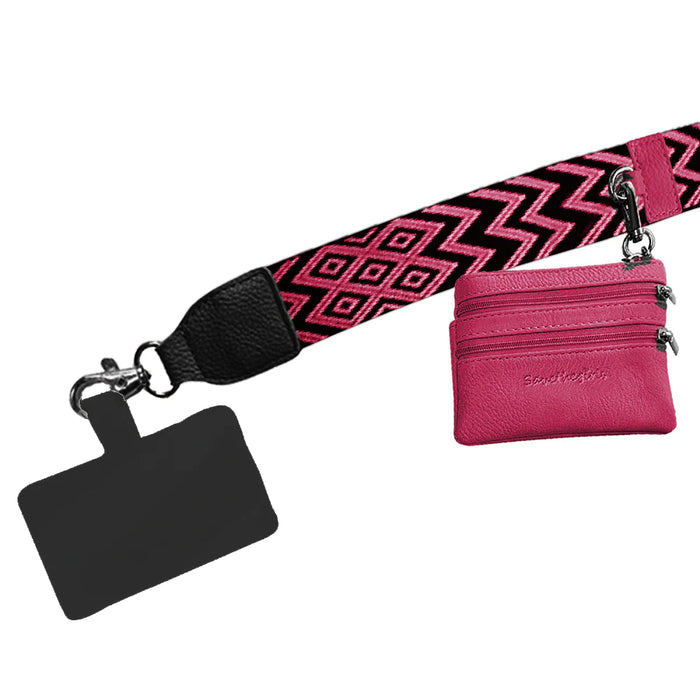 CLIP & GO STRAP WITH POUCH - CHEVRON COLLECTION - HOT PINK