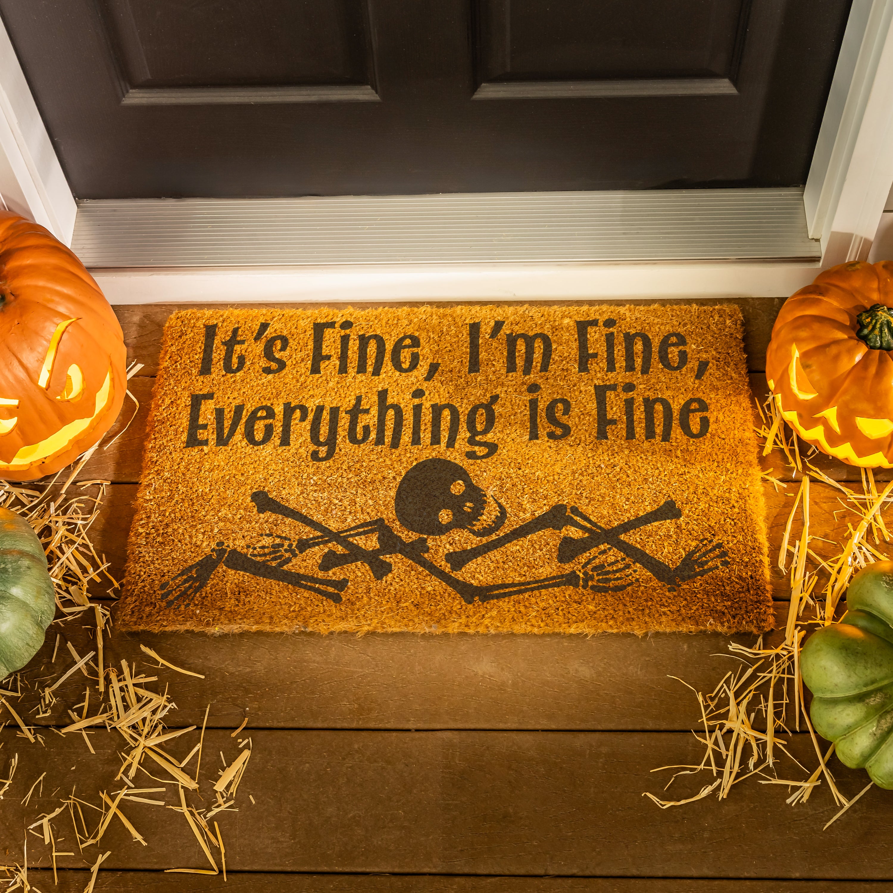 Happy Hauntings Coir Mat, "It's Fine,I'm Fine,Everything is fine" 28"x16"