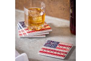 Americana BOHO by JG, Set Of 4 Coasters by Evergreen