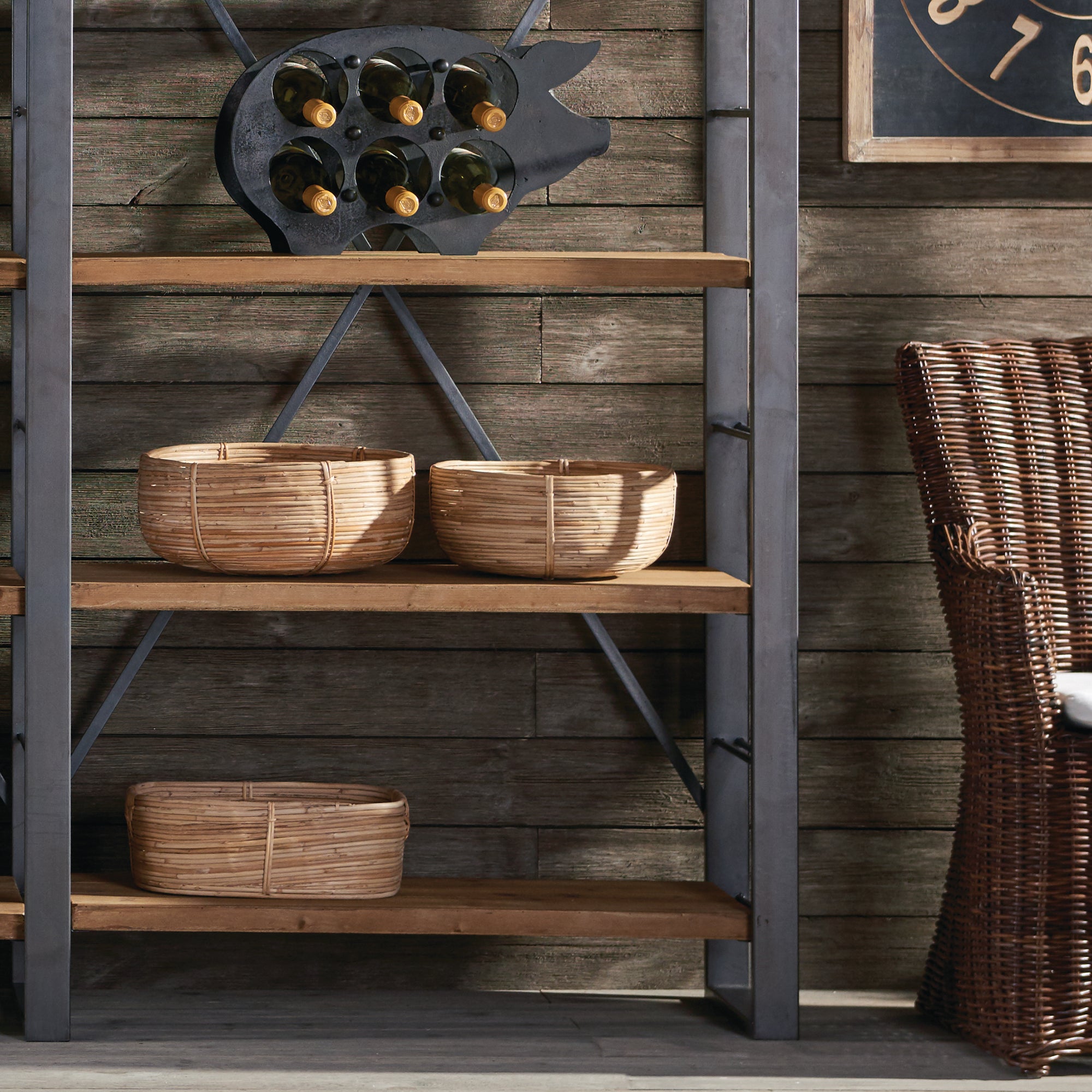 Cane Rattan Low Baskets, Set Of 3 - View 3