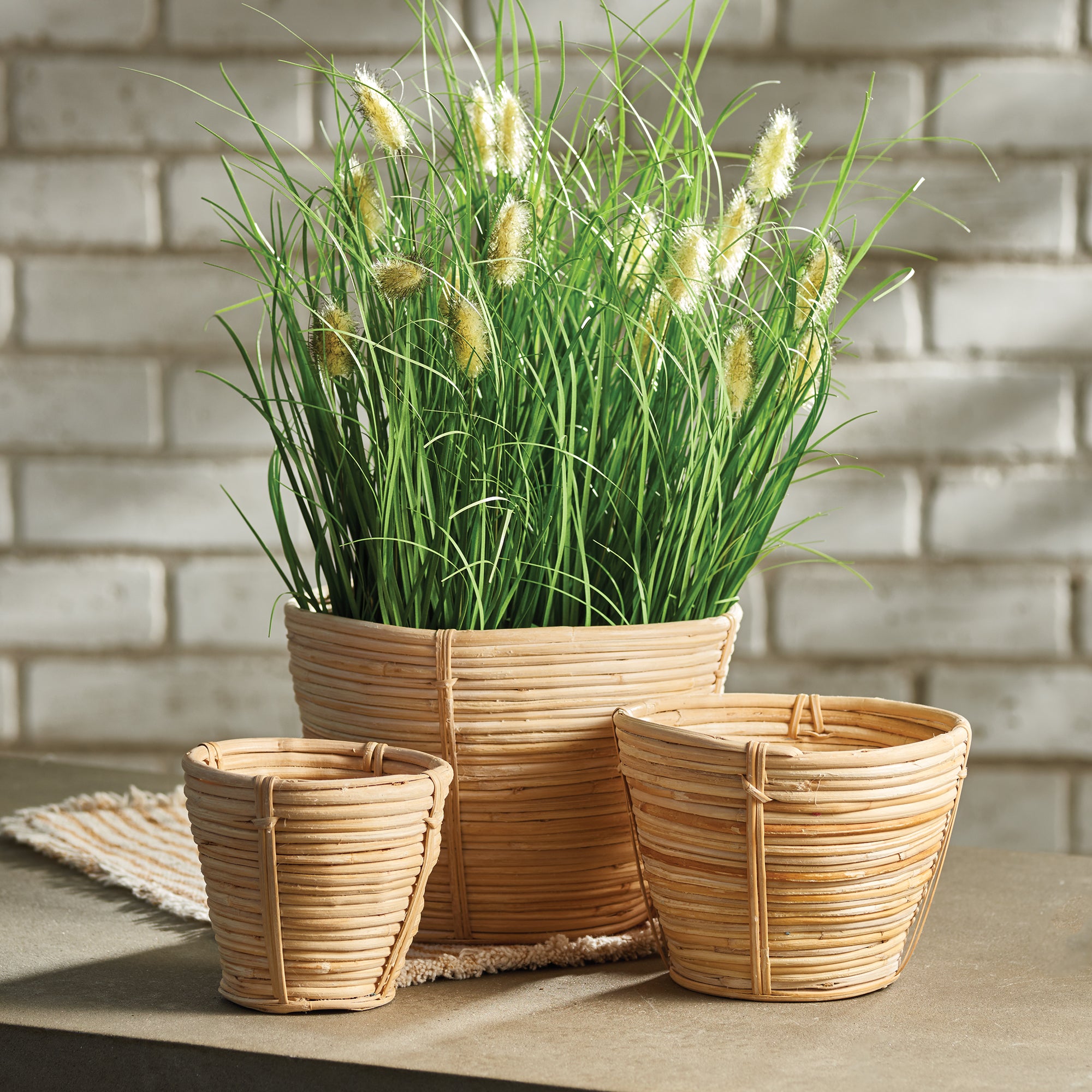 CANE RATTAN MINI ROUND TAPERED BASKETS, SET OF 3 - view 2