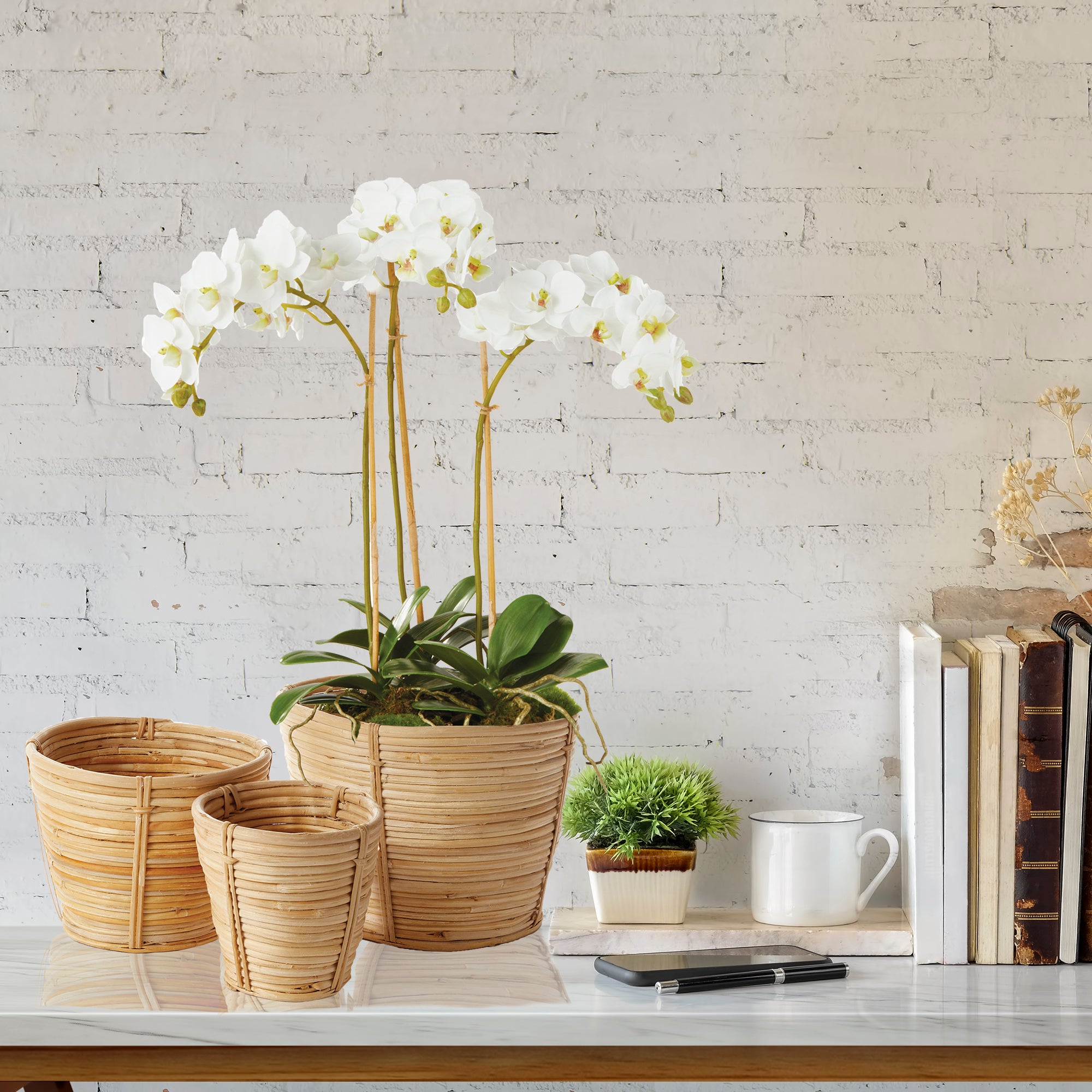 CANE RATTAN MINI ROUND TAPERED BASKETS, SET OF 3 - view 3