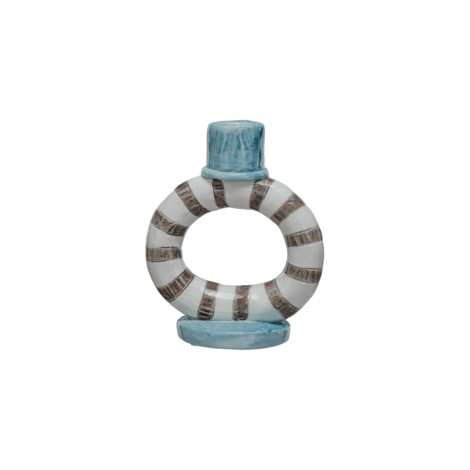Hand-Painted Stoneware Taper Holder