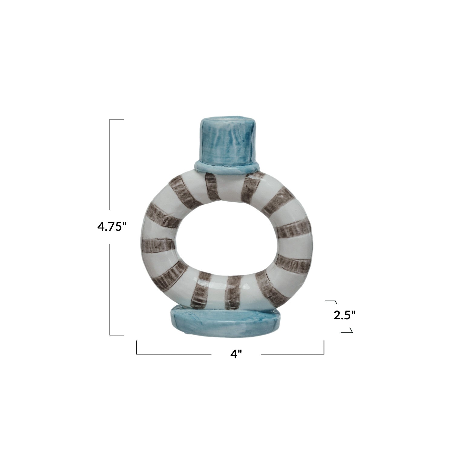 Hand-Painted Stoneware Taper Holder