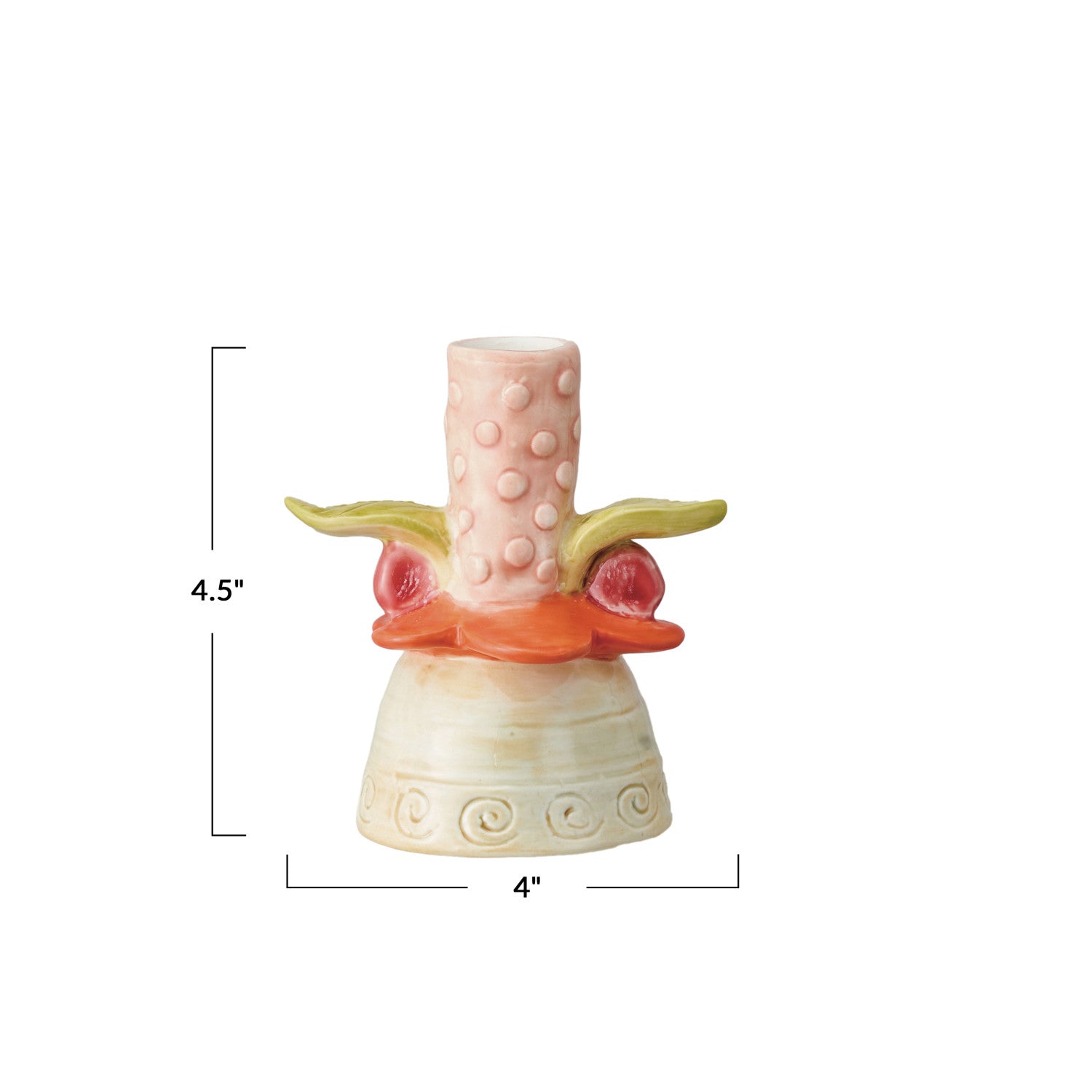 Hand-Painted Stoneware Taper Holder