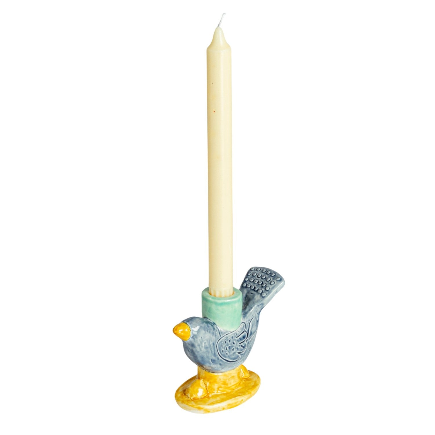 Hand-Painted Stoneware Taper Holder