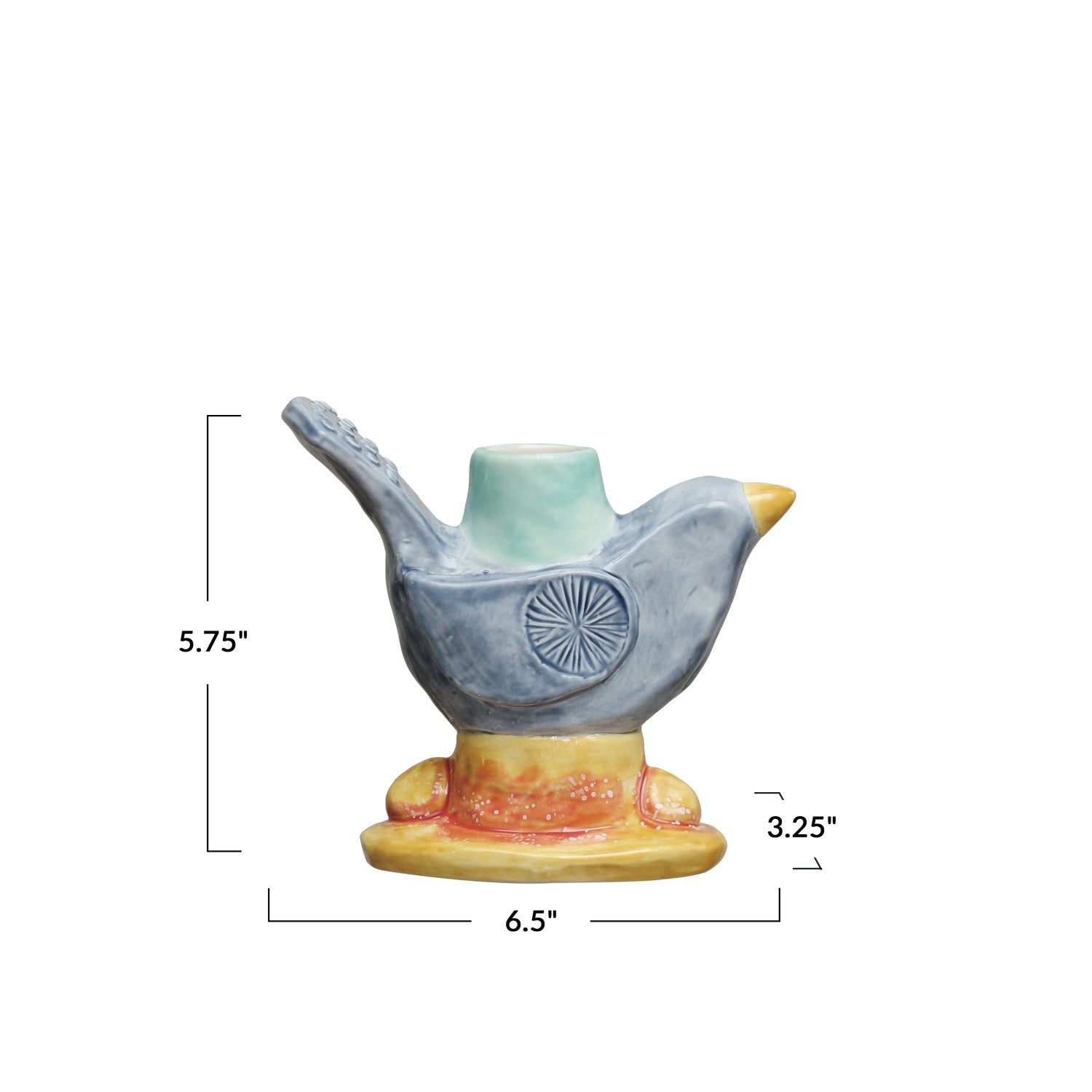 Hand-Painted Stoneware Taper Holder