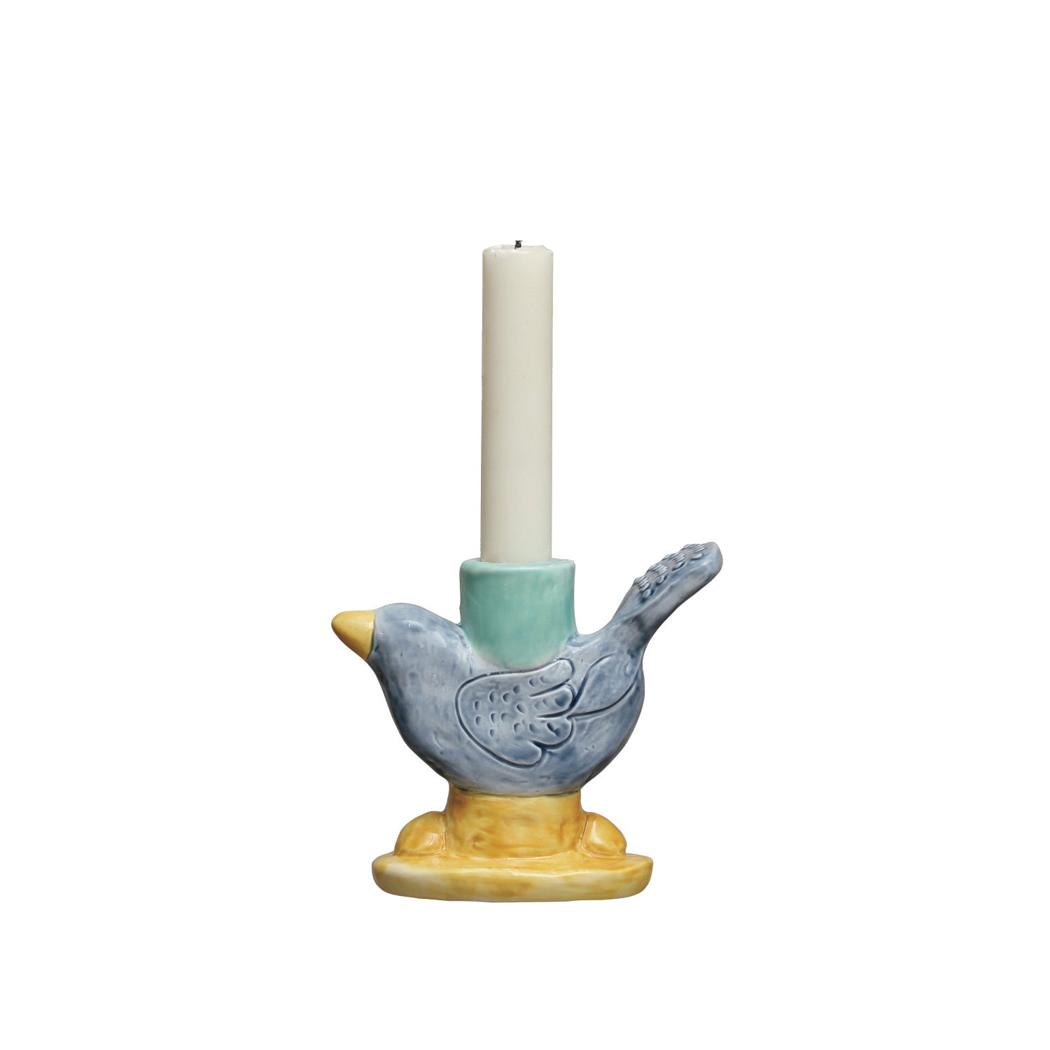 Hand-Painted Stoneware Taper Holder
