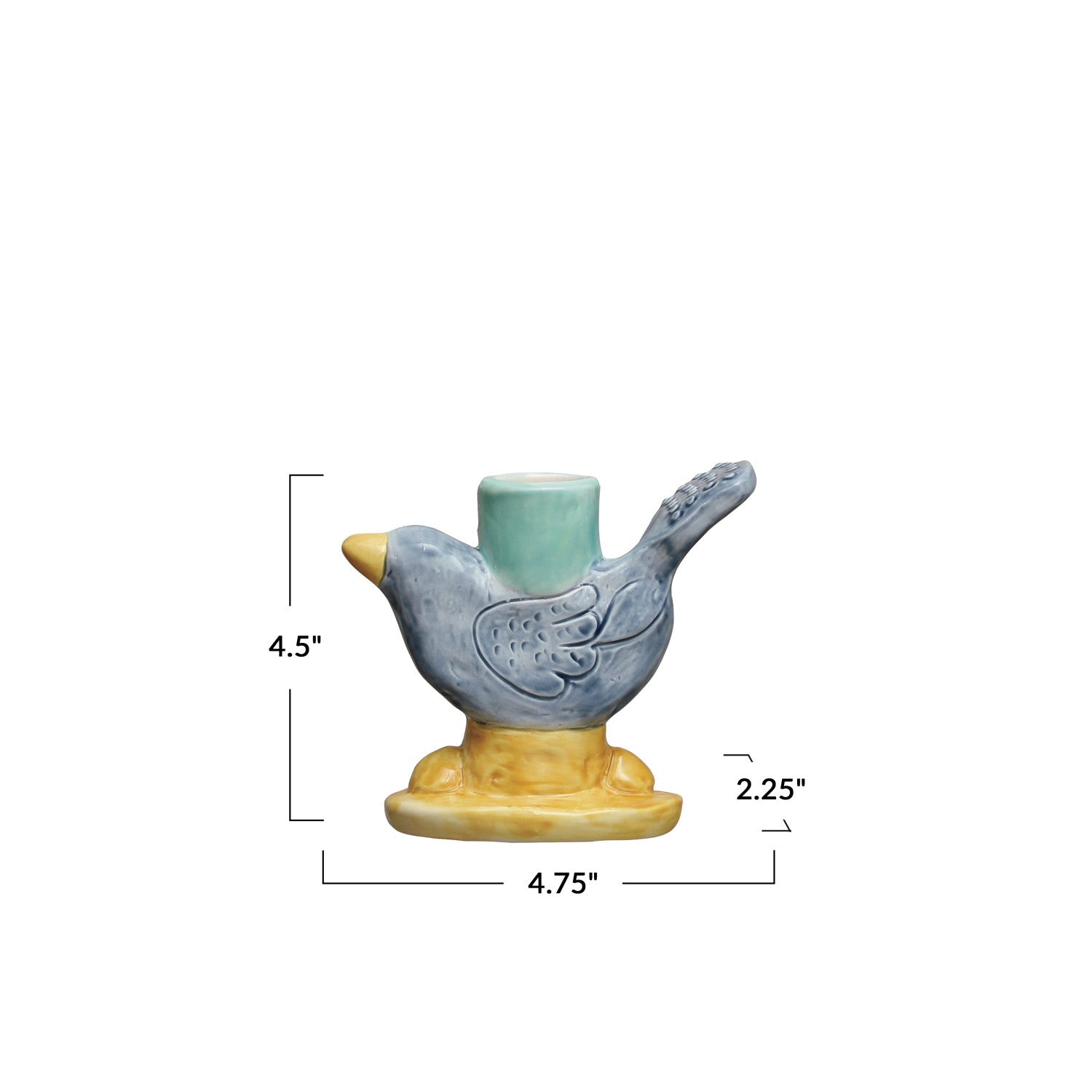Hand-Painted Stoneware Taper Holder