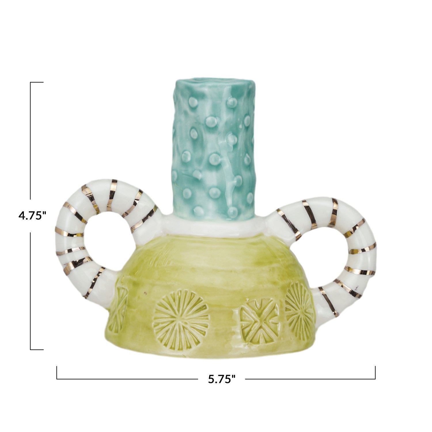 Hand-Painted Stoneware Taper Holder